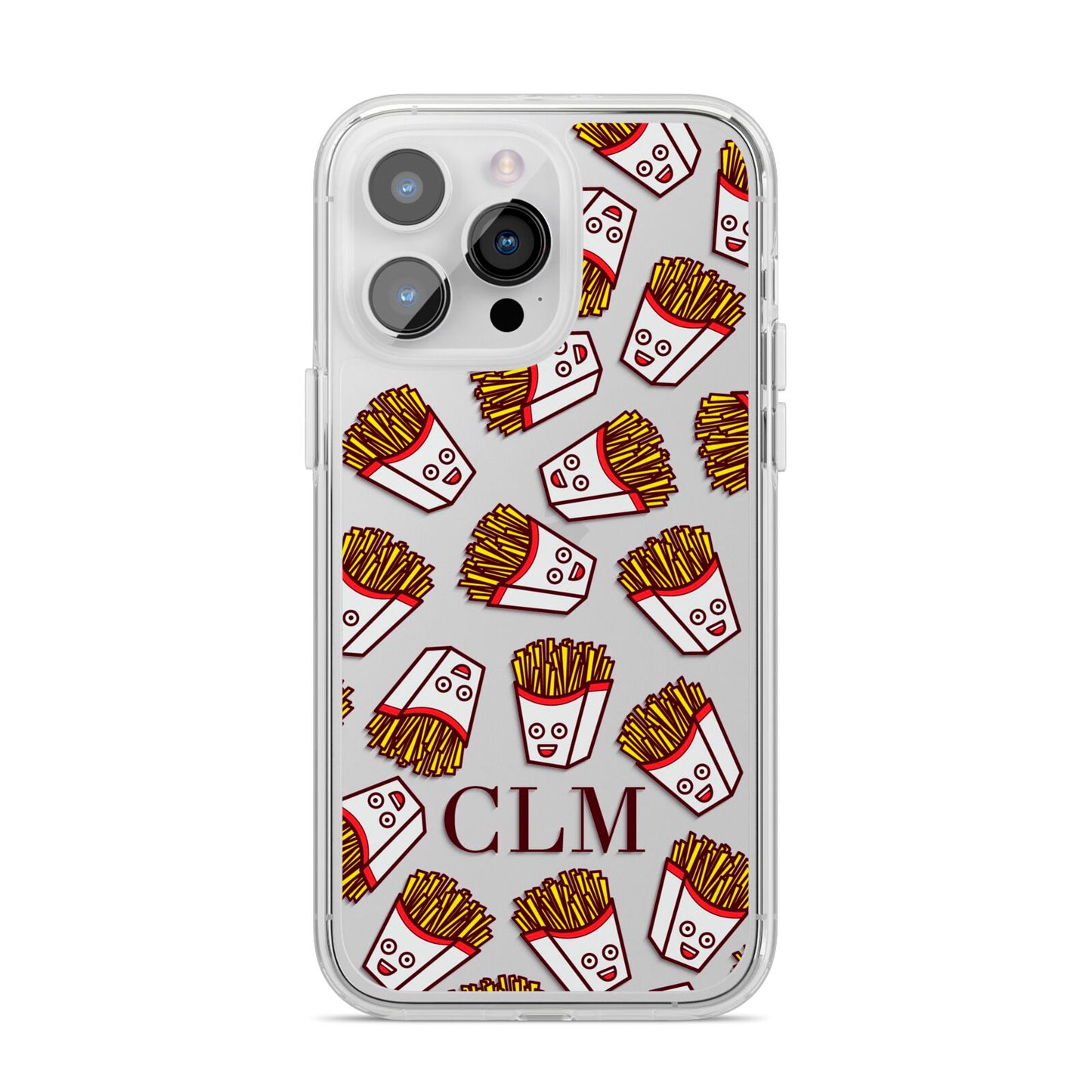 Personalised Fries Initials Clear iPhone 14 Pro Max Clear Tough Case Silver