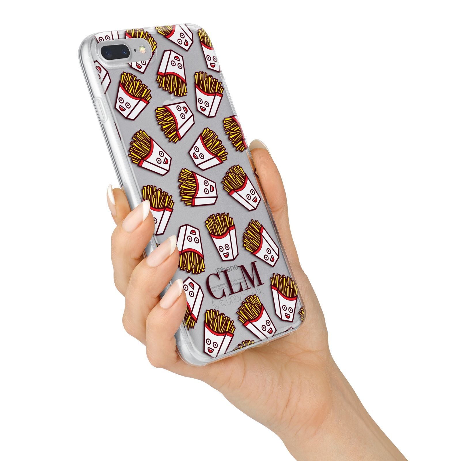 Personalised Fries Initials Clear iPhone 7 Plus Bumper Case on Silver iPhone Alternative Image