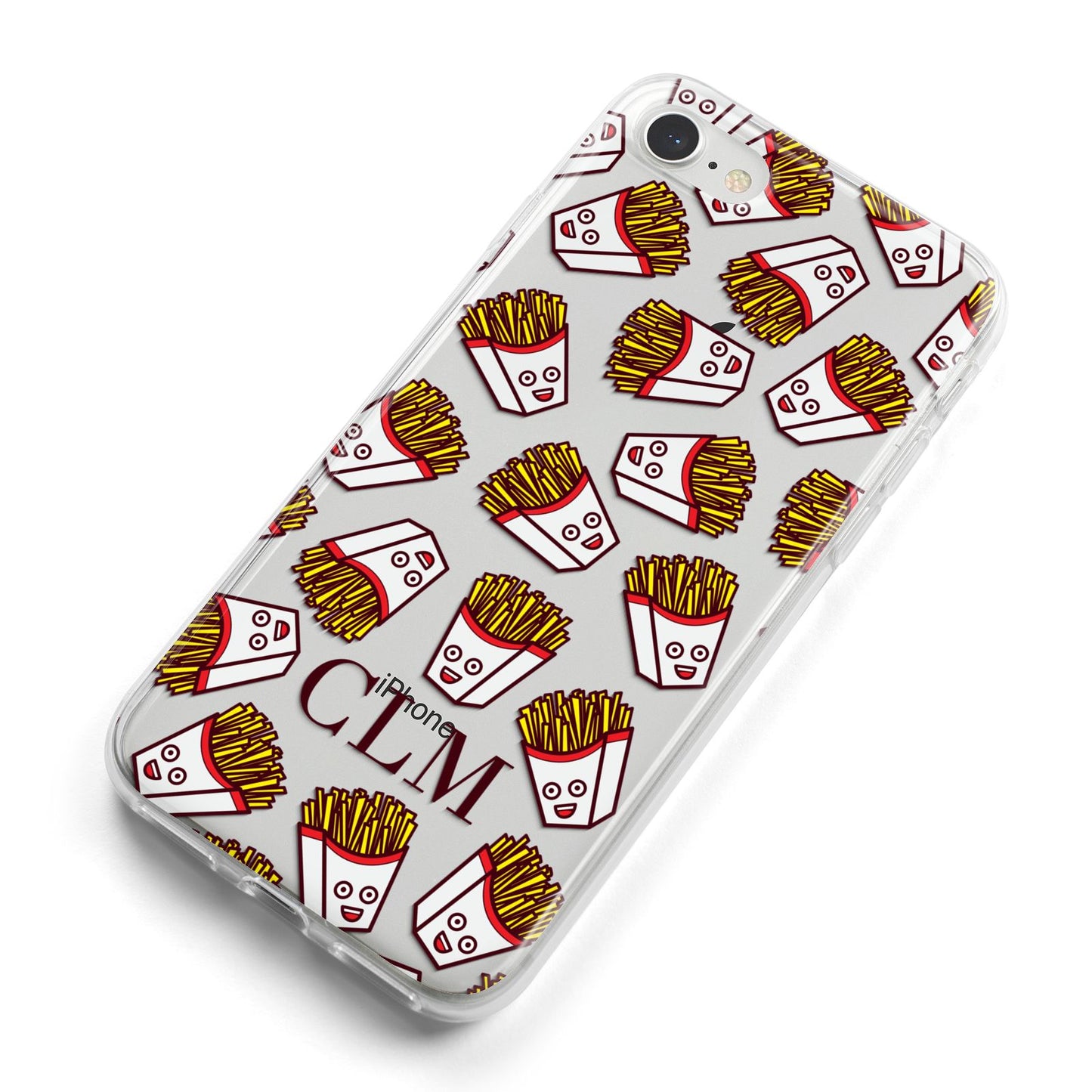 Personalised Fries Initials Clear iPhone 8 Bumper Case on Silver iPhone Alternative Image