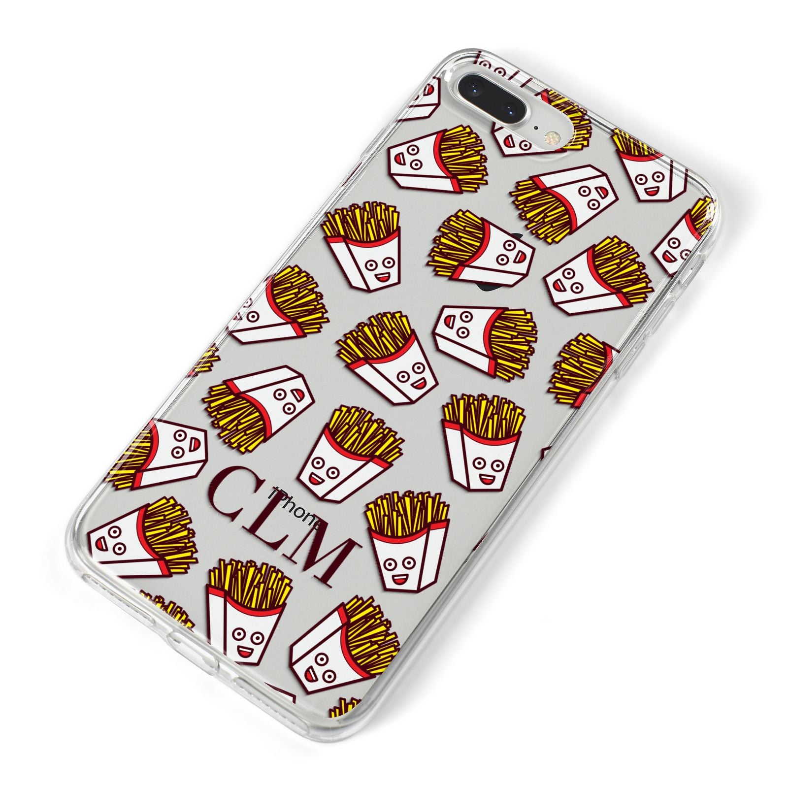 Personalised Fries Initials Clear iPhone 8 Plus Bumper Case on Silver iPhone Alternative Image