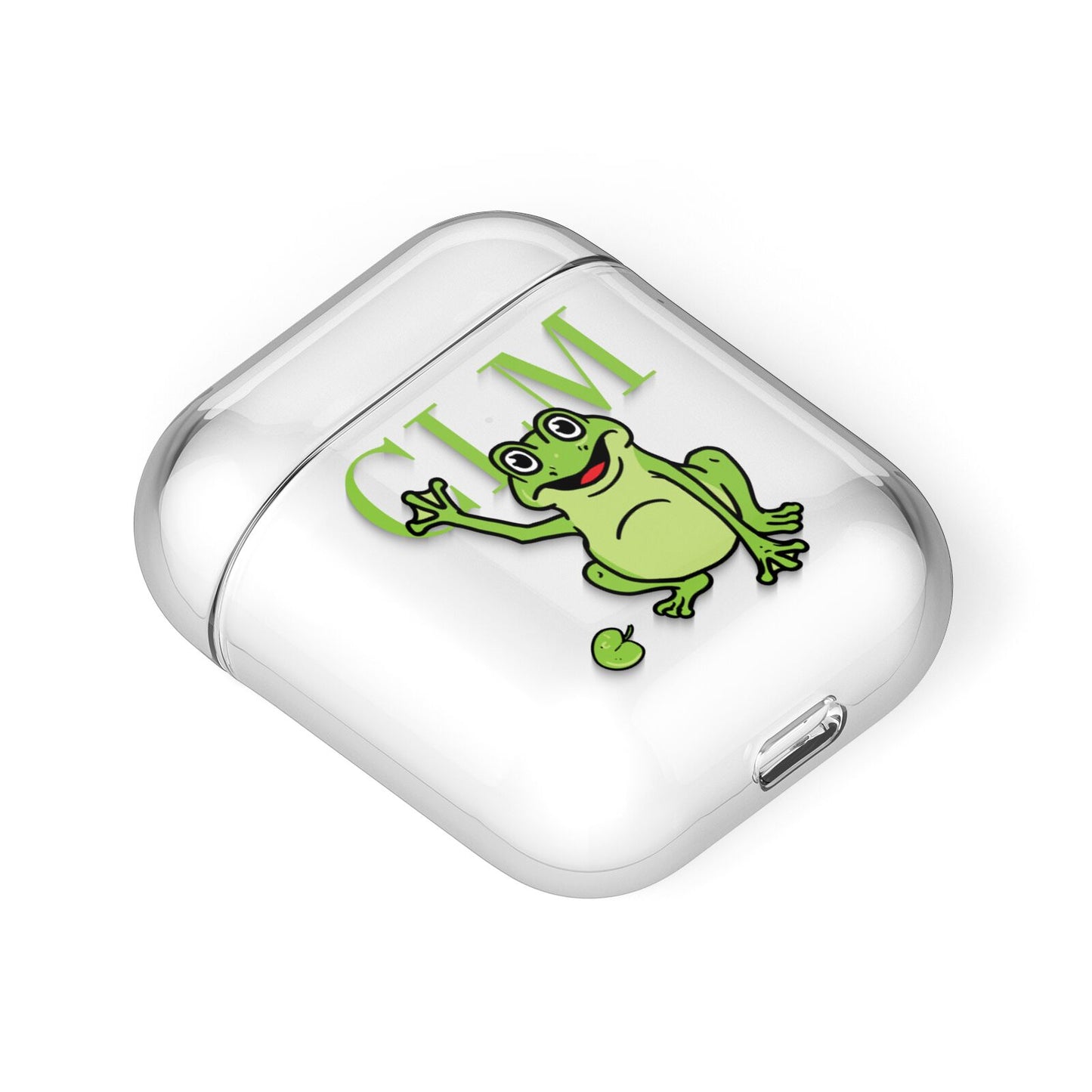 Personalised Frog Initials AirPods Case Laid Flat