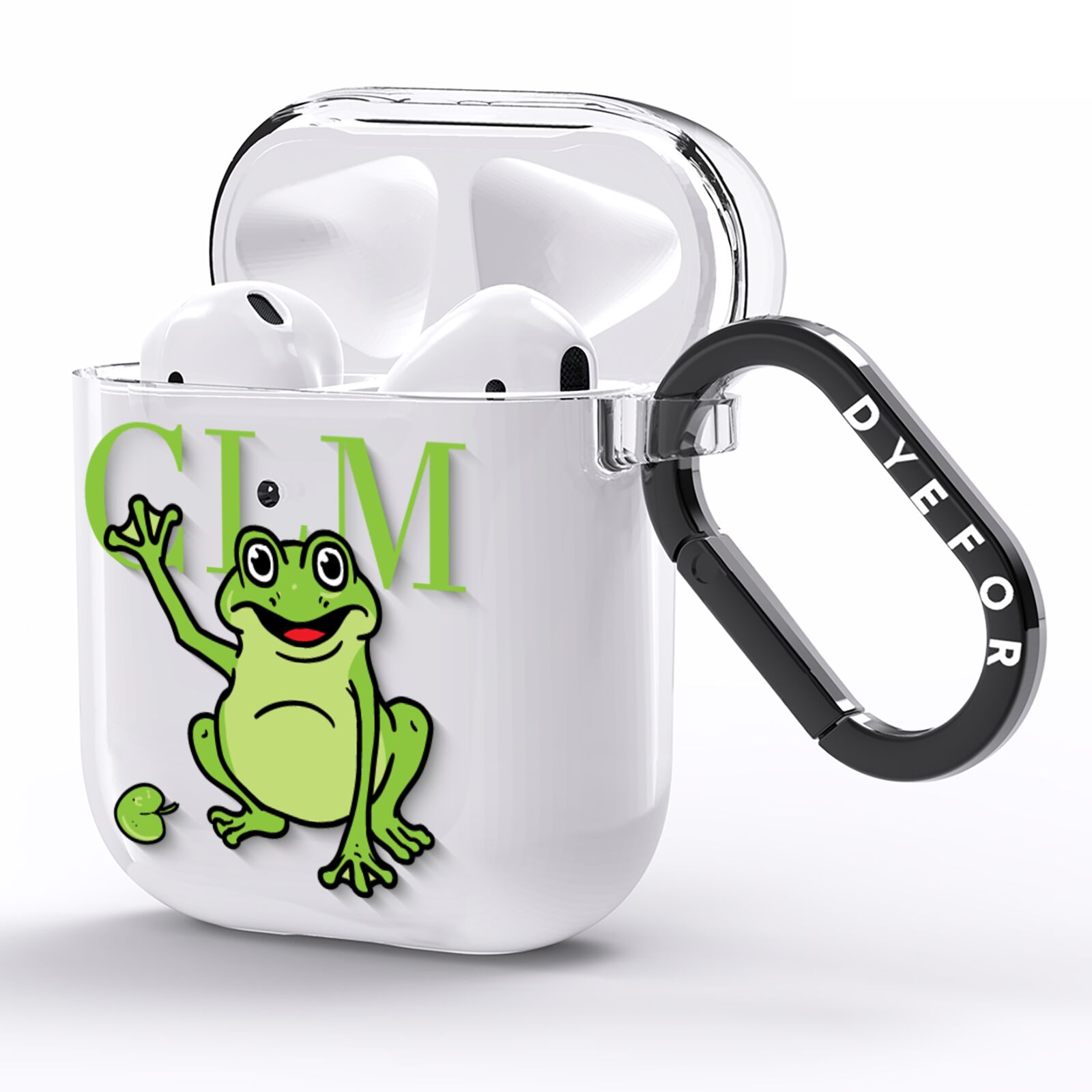 Personalised Frog Initials AirPods Clear Case Side Image
