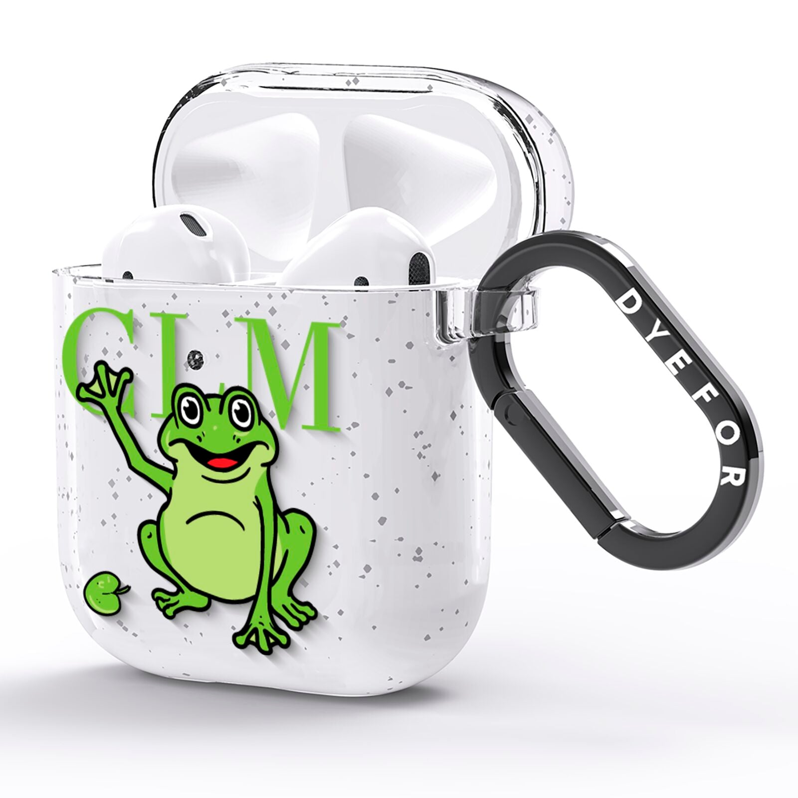 Personalised Frog Initials AirPods Glitter Case Side Image