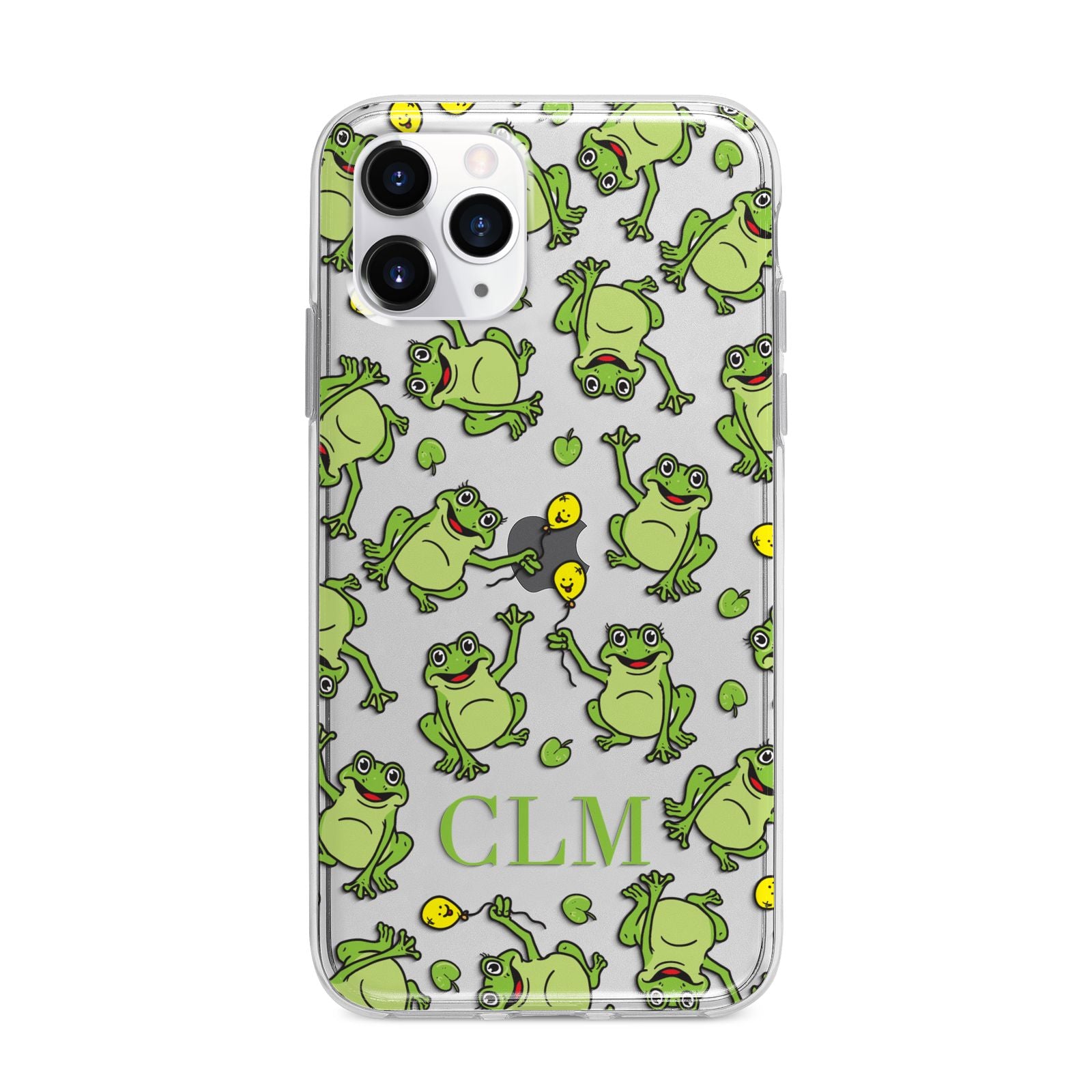 Personalised Frog Initials Apple iPhone 11 Pro Max in Silver with Bumper Case