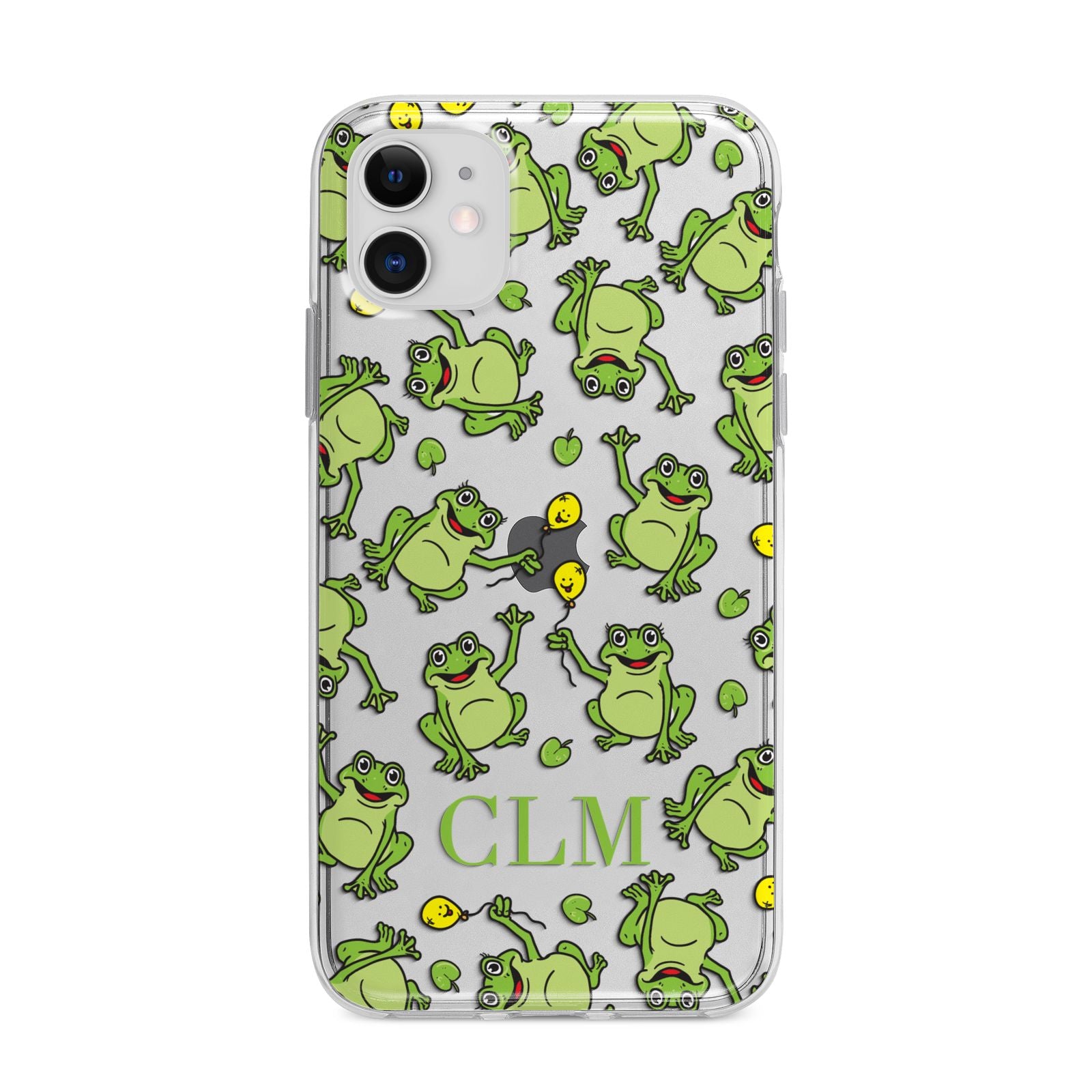 Personalised Frog Initials Apple iPhone 11 in White with Bumper Case