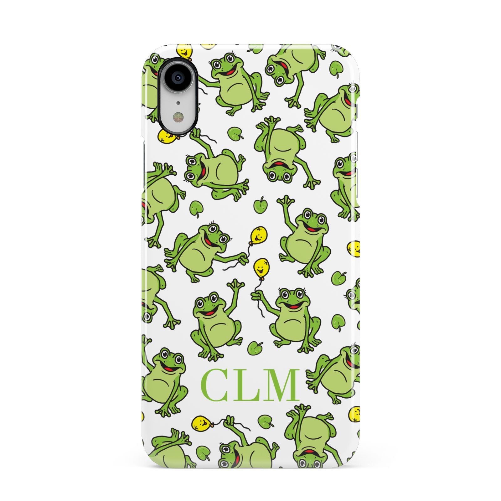 Personalised Frog Initials Apple iPhone XR White 3D Snap Case