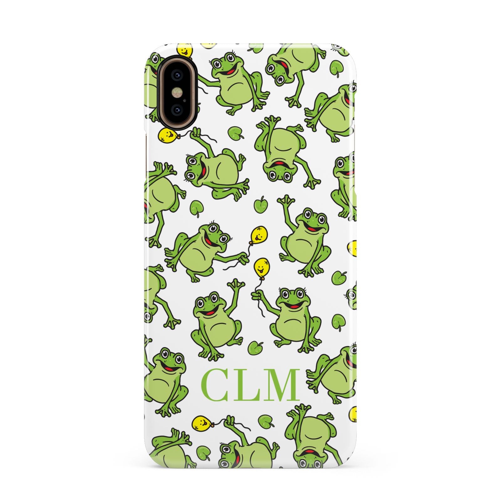 Personalised Frog Initials Apple iPhone Xs Max 3D Snap Case