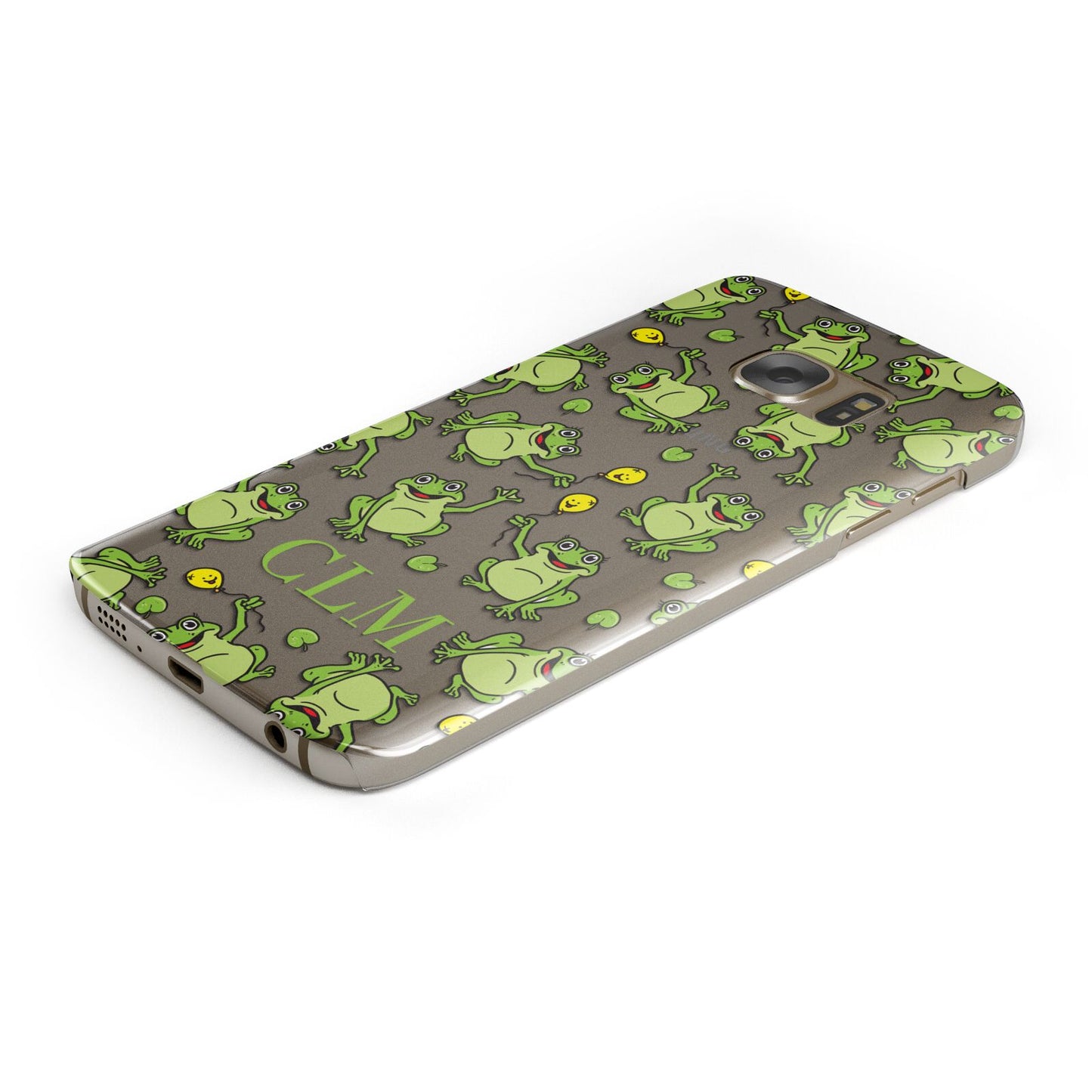 Personalised Frog Initials Protective Samsung Galaxy Case Angled Image