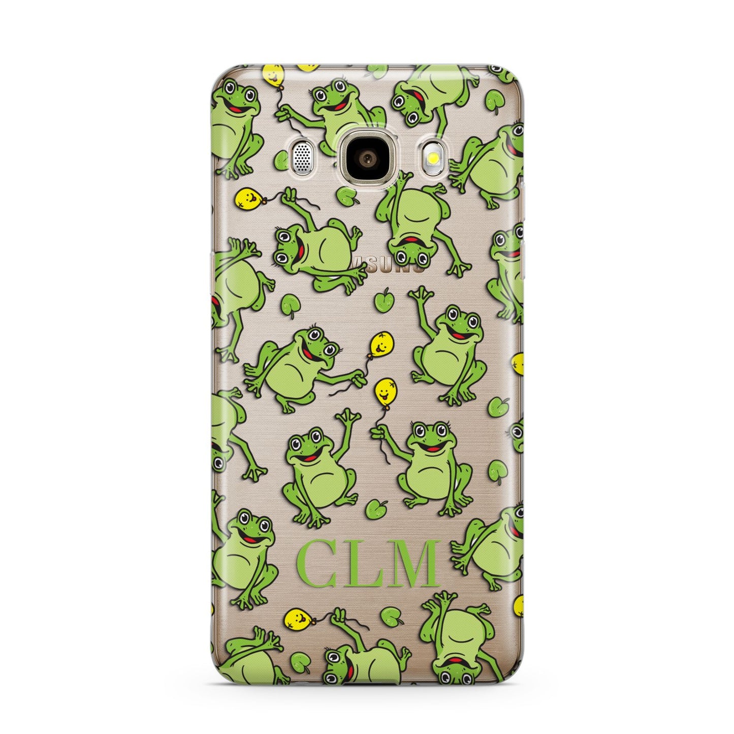 Personalised Frog Initials Samsung Galaxy J7 2016 Case on gold phone