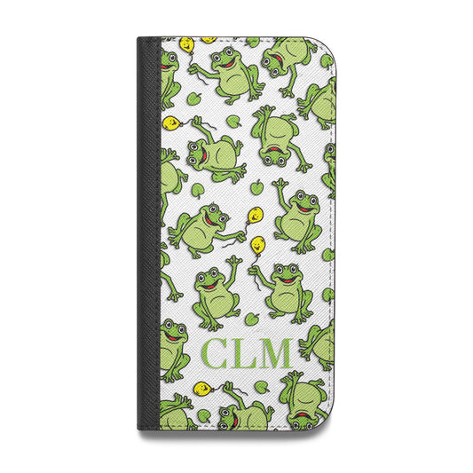 Personalised Frog Initials Vegan Leather Flip iPhone Case