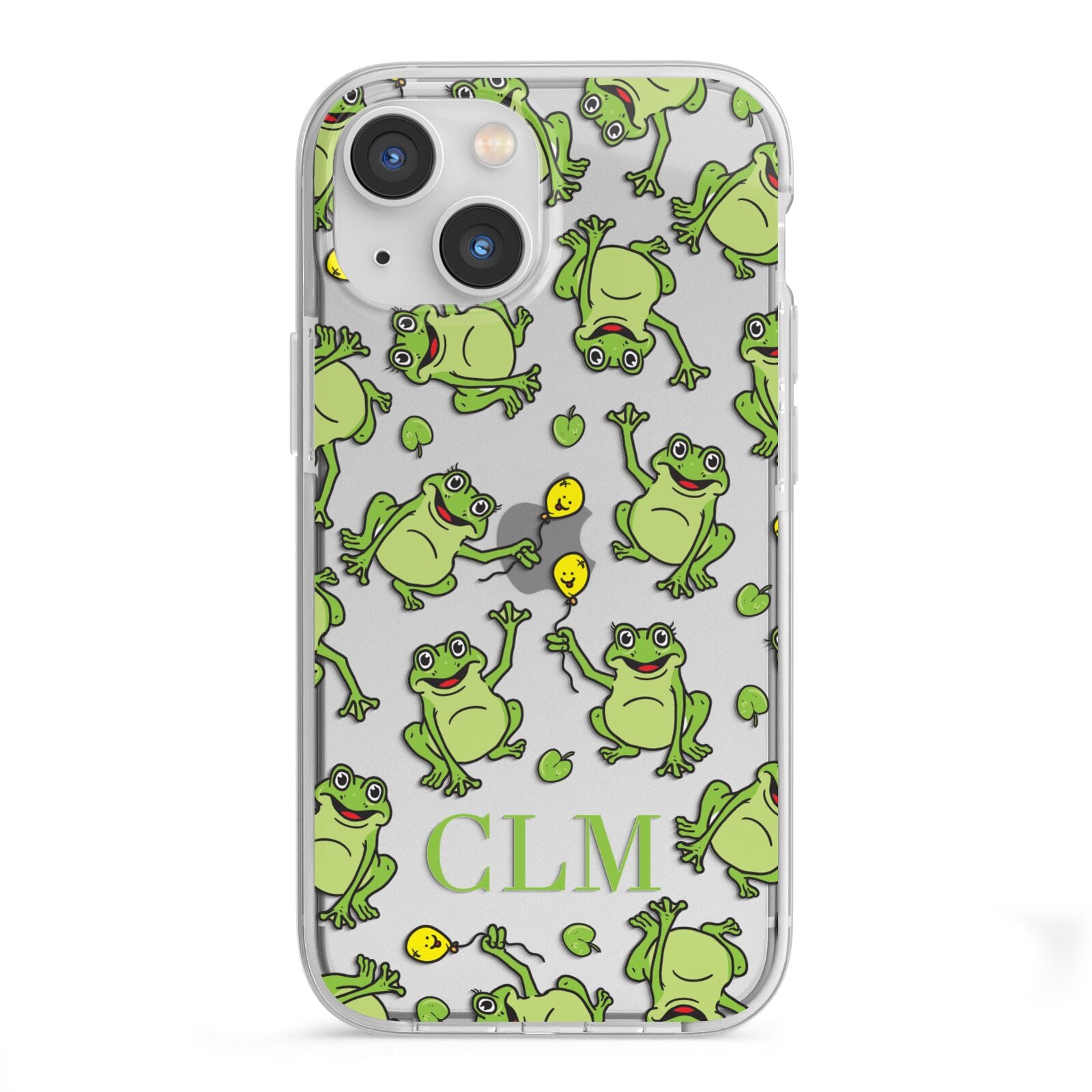 Personalised Frog Initials iPhone 13 Mini TPU Impact Case with White Edges