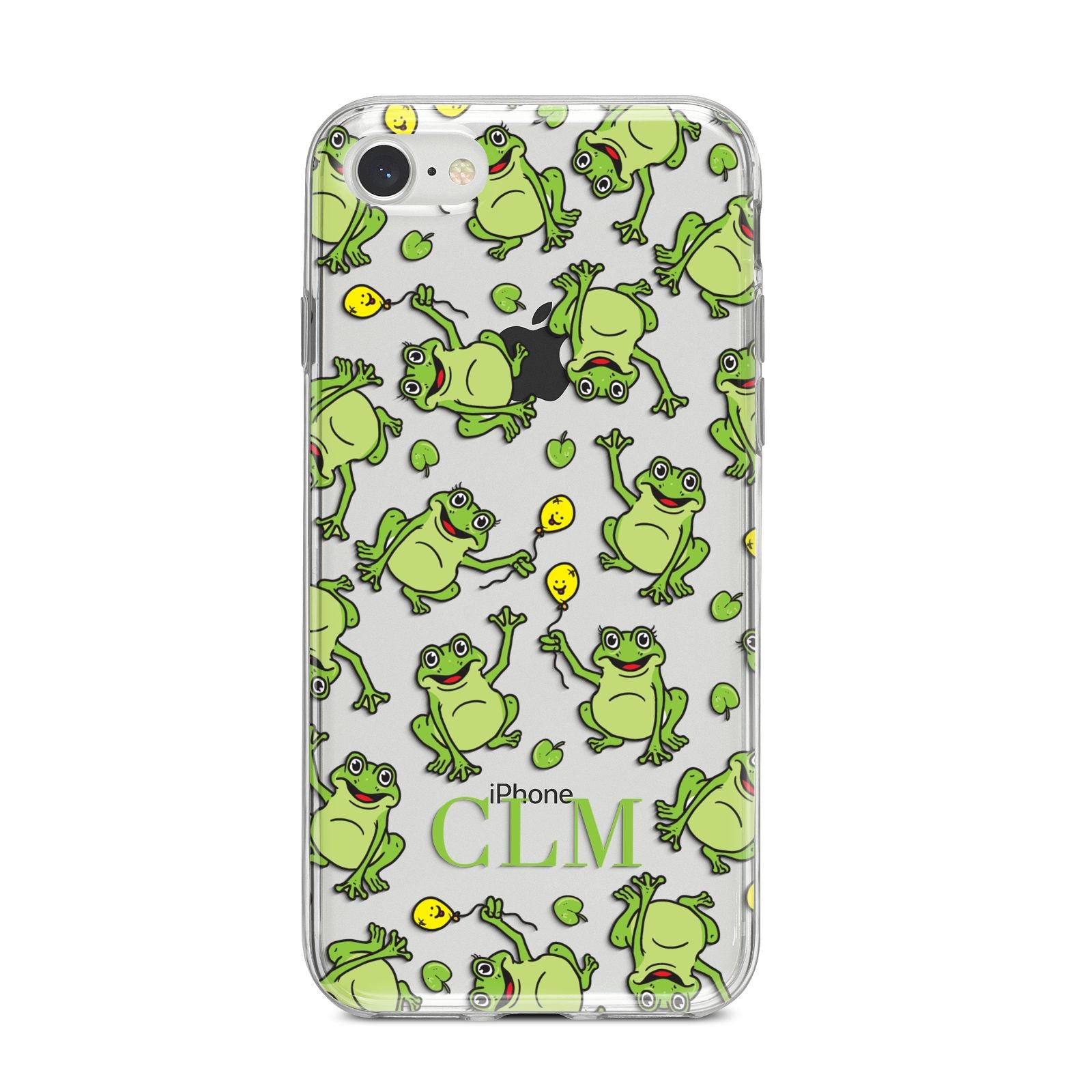 Personalised Frog Initials iPhone 8 Bumper Case on Silver iPhone