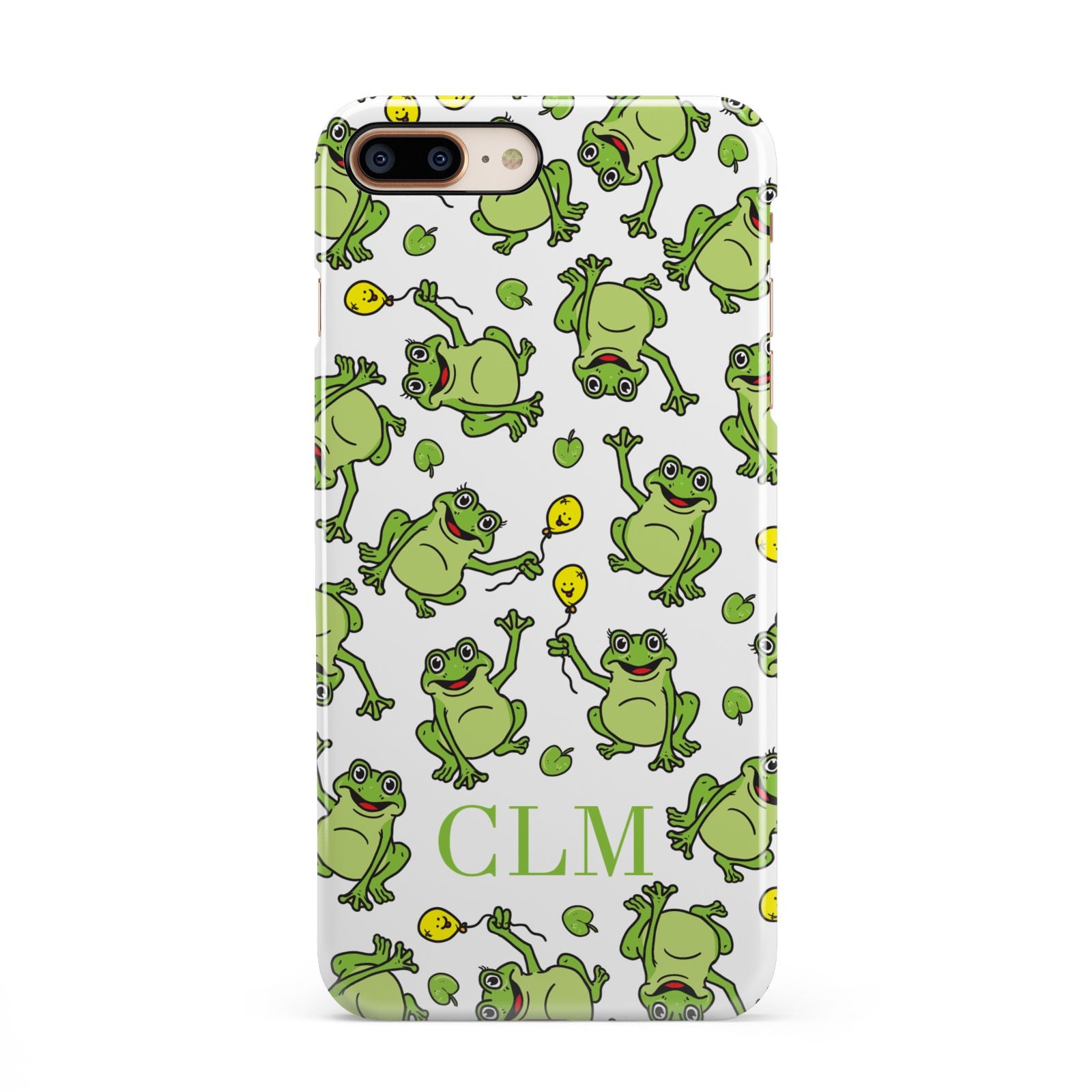 Personalised Frog Initials iPhone 8 Plus 3D Snap Case on Gold Phone