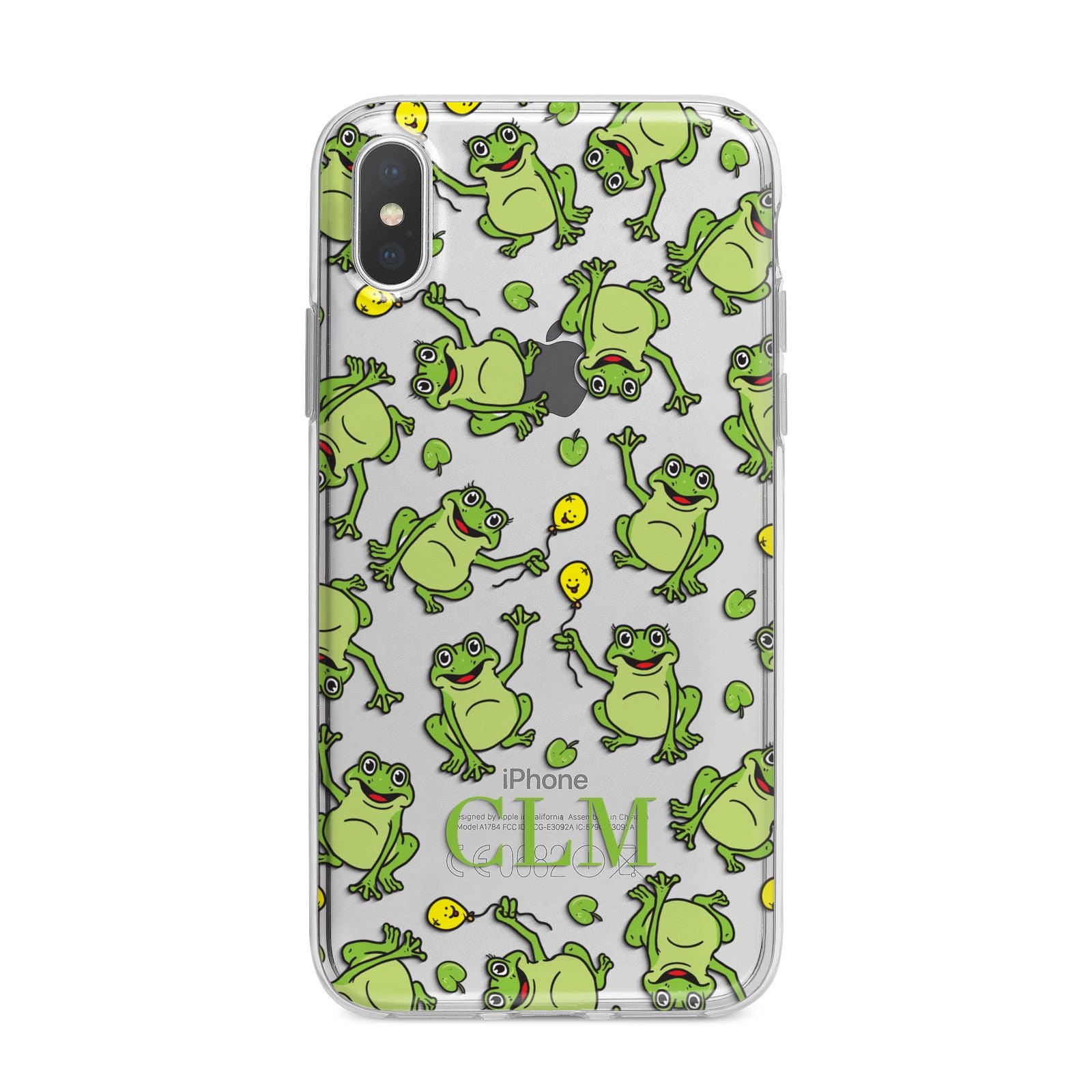 Personalised Frog Initials iPhone X Bumper Case on Silver iPhone Alternative Image 1