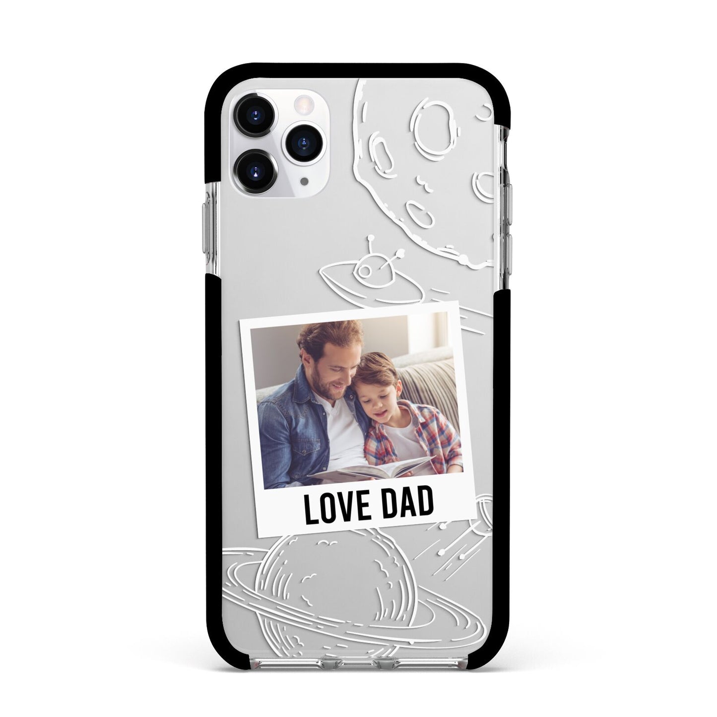 Personalised From Dad Photo Apple iPhone 11 Pro Max in Silver with Black Impact Case