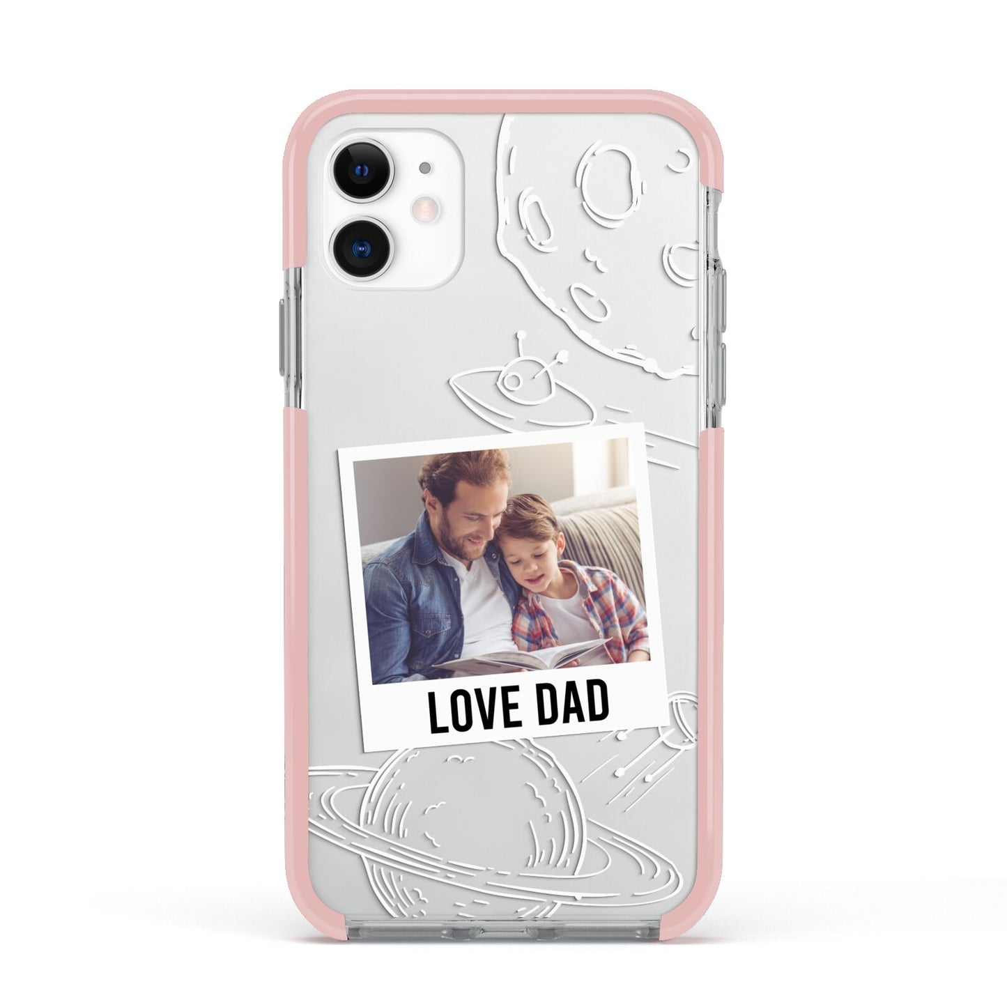 Personalised From Dad Photo Apple iPhone 11 in White with Pink Impact Case