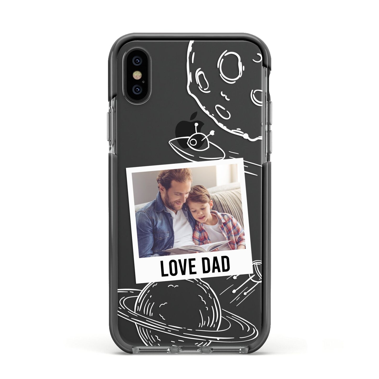 Personalised From Dad Photo Apple iPhone Xs Impact Case Black Edge on Black Phone