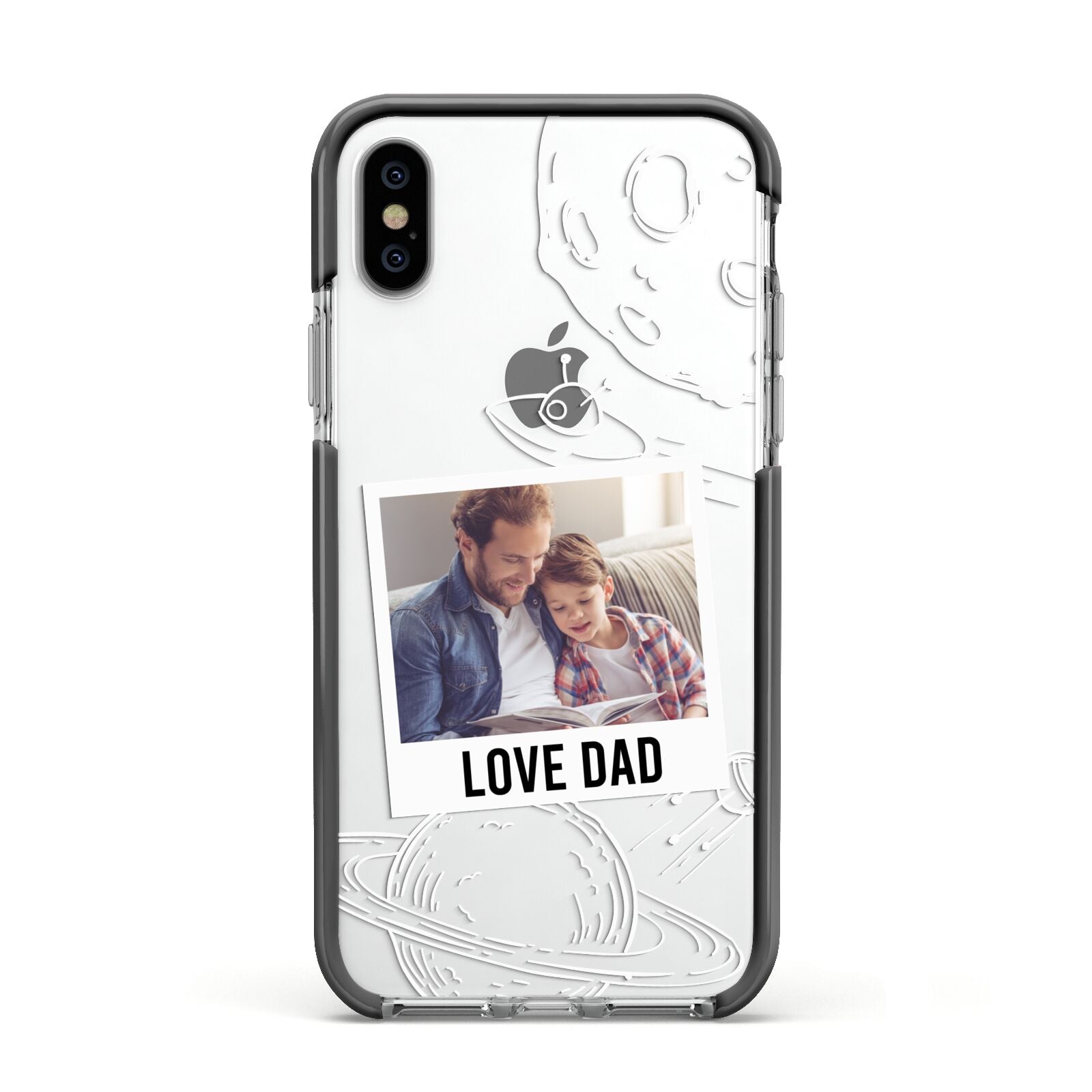 Personalised From Dad Photo Apple iPhone Xs Impact Case Black Edge on Silver Phone