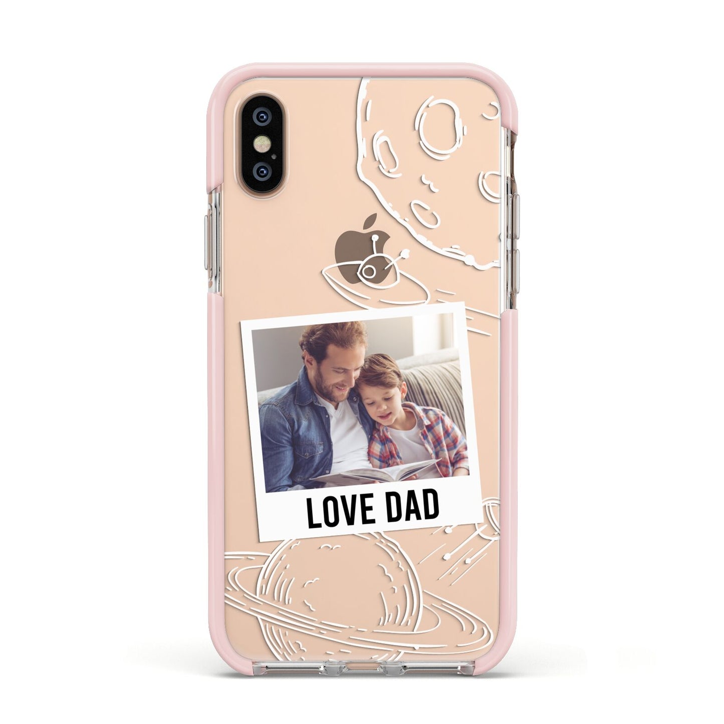 Personalised From Dad Photo Apple iPhone Xs Impact Case Pink Edge on Gold Phone