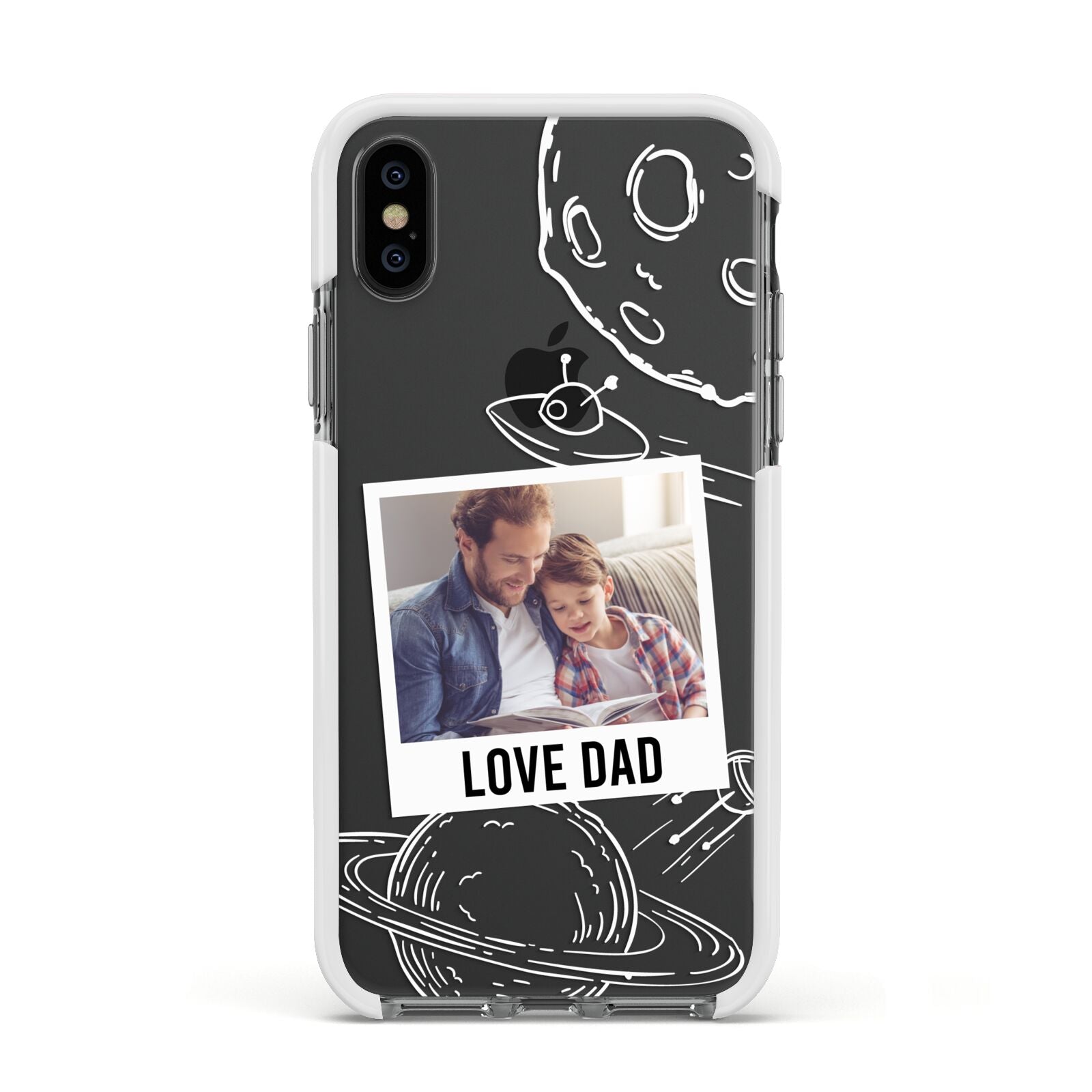 Personalised From Dad Photo Apple iPhone Xs Impact Case White Edge on Black Phone
