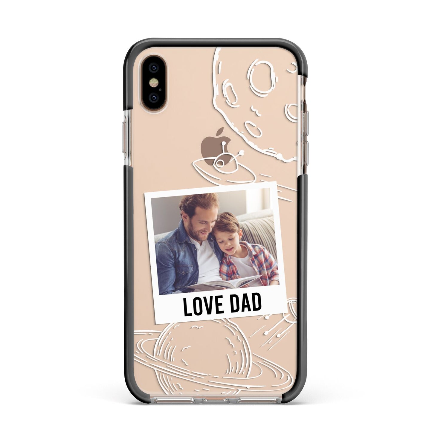 Personalised From Dad Photo Apple iPhone Xs Max Impact Case Black Edge on Gold Phone