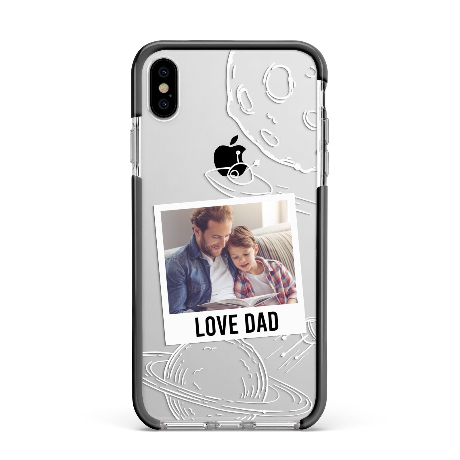 Personalised From Dad Photo Apple iPhone Xs Max Impact Case Black Edge on Silver Phone