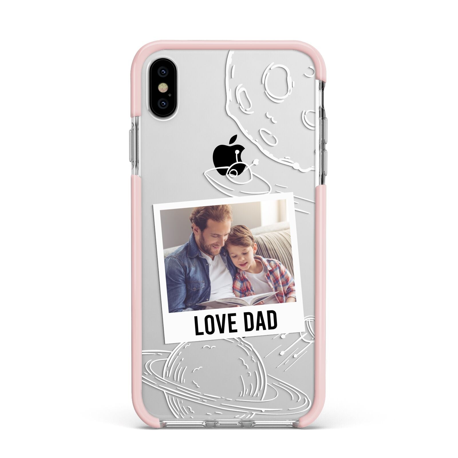 Personalised From Dad Photo Apple iPhone Xs Max Impact Case Pink Edge on Silver Phone
