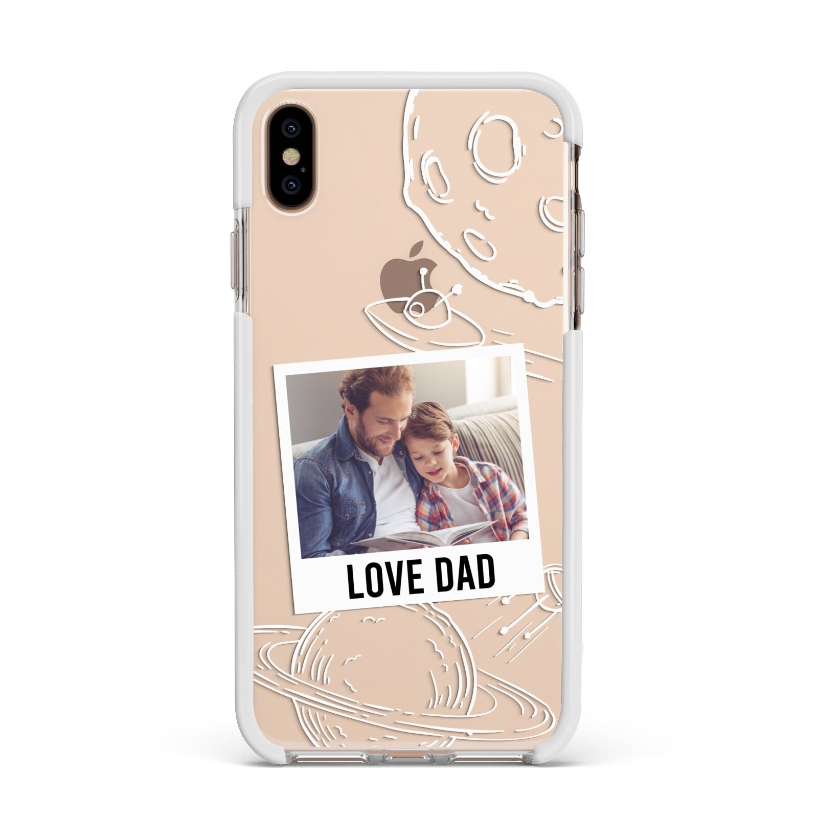 Personalised From Dad Photo Apple iPhone Xs Max Impact Case White Edge on Gold Phone