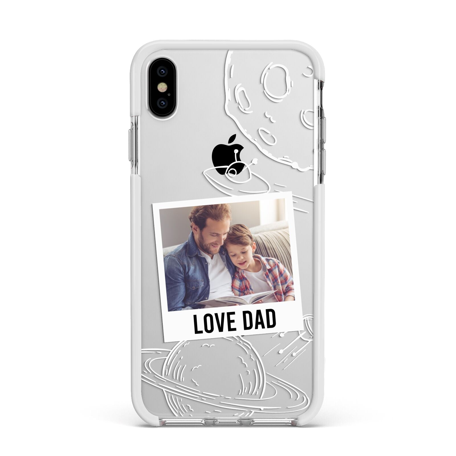 Personalised From Dad Photo Apple iPhone Xs Max Impact Case White Edge on Silver Phone