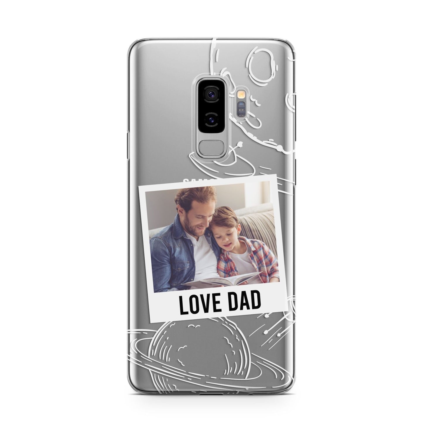 Personalised From Dad Photo Samsung Galaxy S9 Plus Case on Silver phone