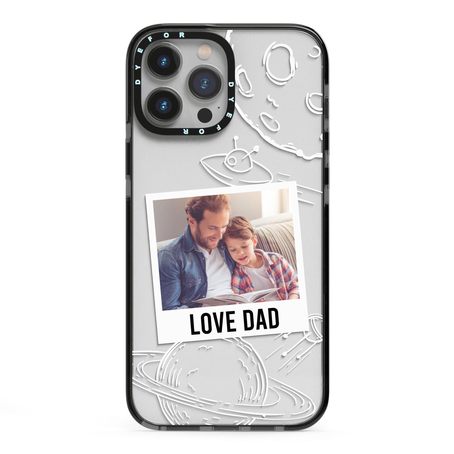 Personalised From Dad Photo iPhone 13 Pro Max Black Impact Case on Silver phone