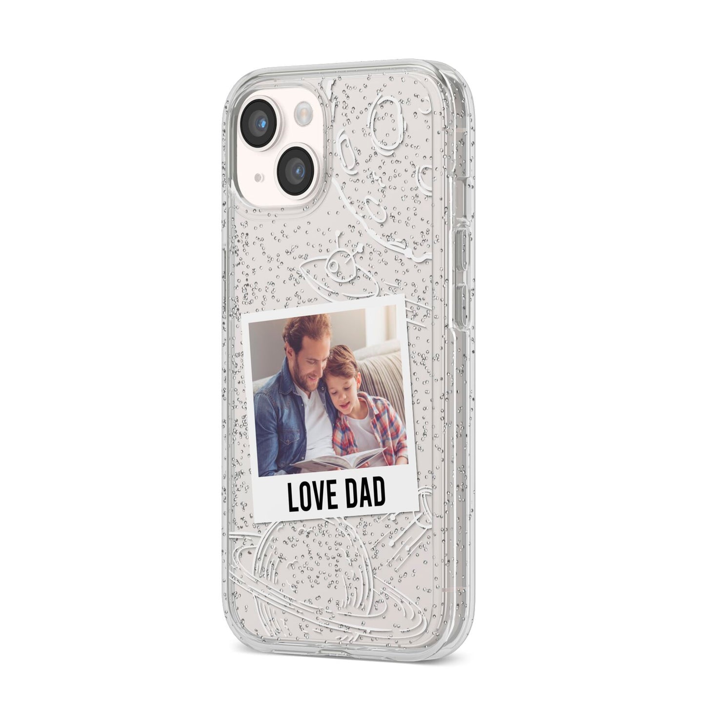 Personalised From Dad Photo iPhone 14 Glitter Tough Case Starlight Angled Image