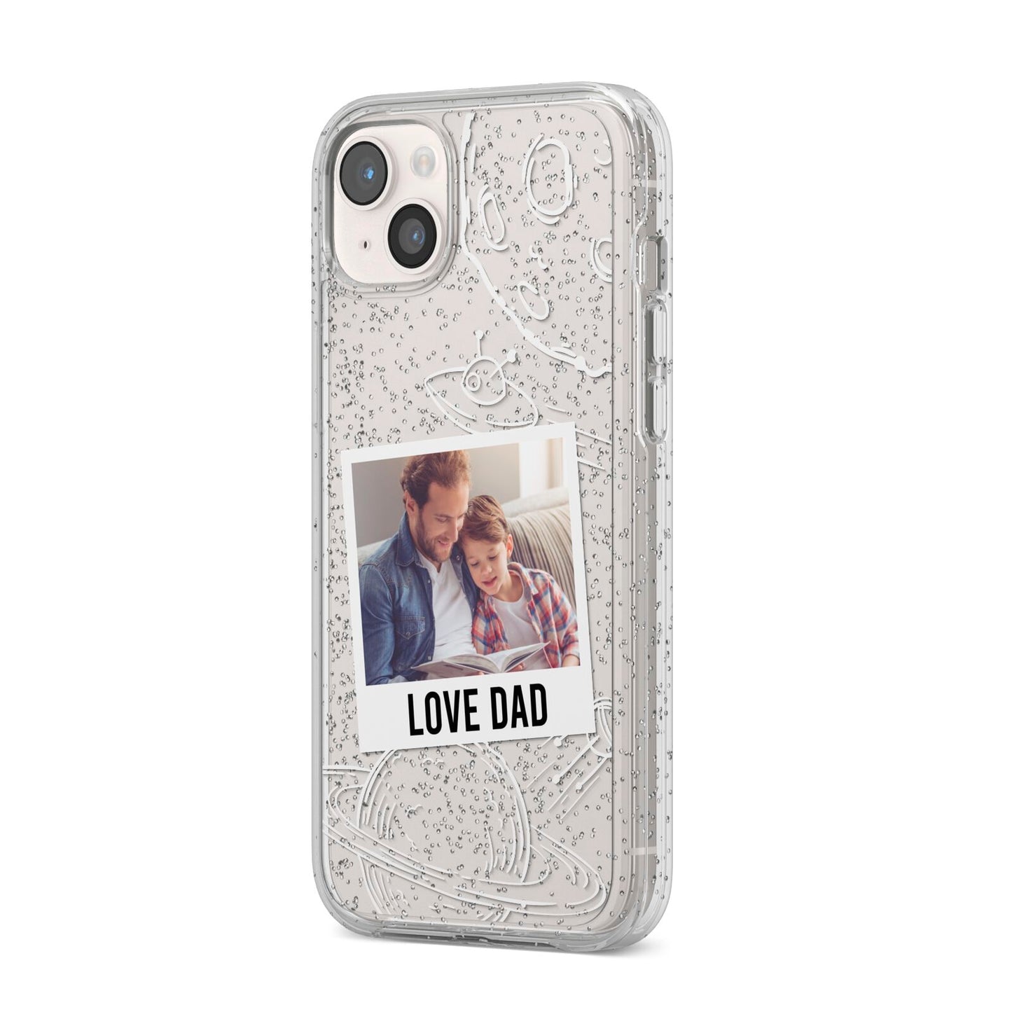 Personalised From Dad Photo iPhone 14 Plus Glitter Tough Case Starlight Angled Image