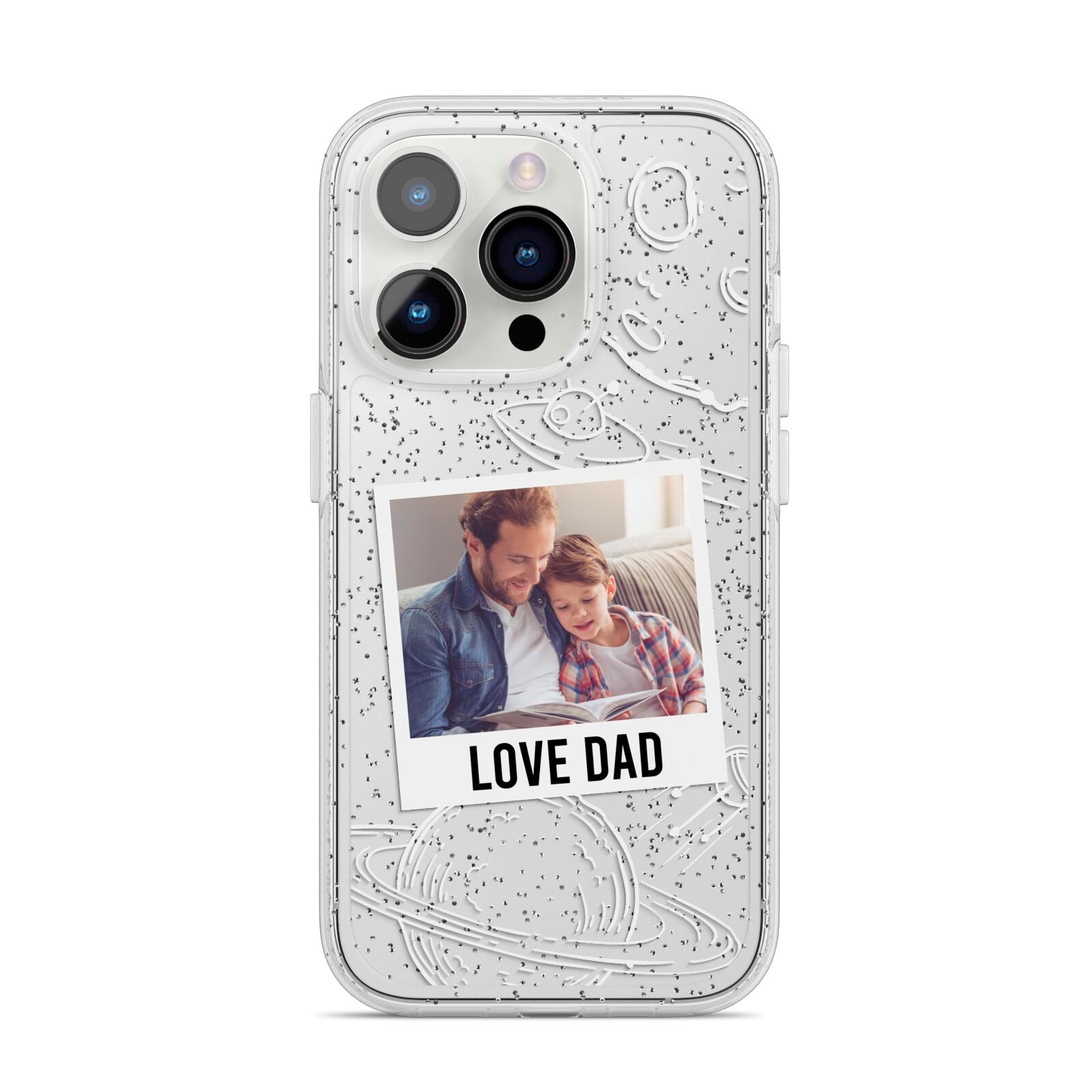 Personalised From Dad Photo iPhone 14 Pro Glitter Tough Case Silver