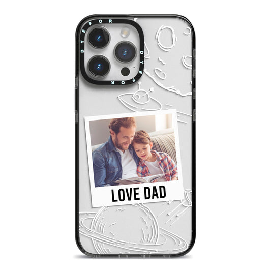 Personalised From Dad Photo iPhone 14 Pro Max Black Impact Case on Silver phone