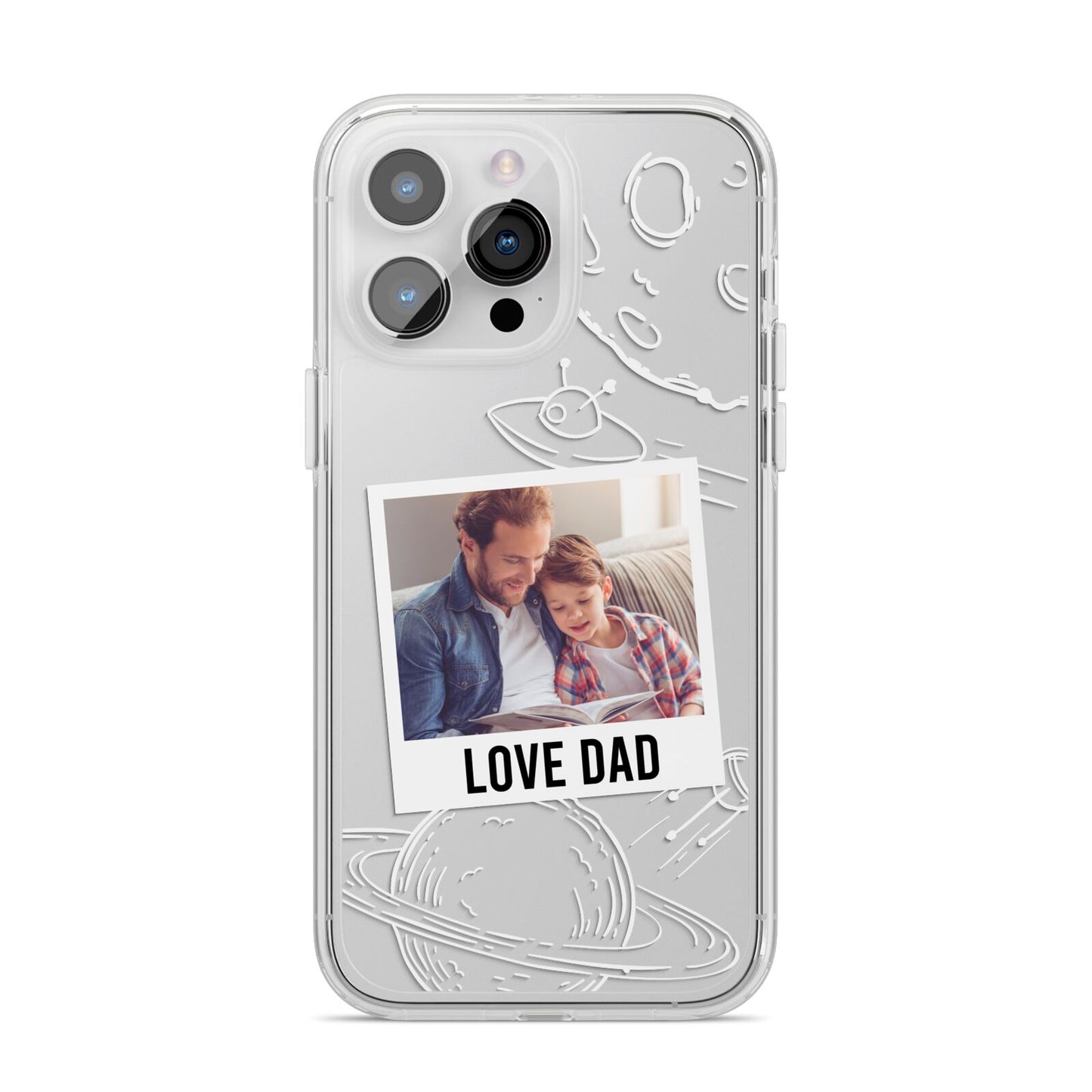 Personalised From Dad Photo iPhone 14 Pro Max Clear Tough Case Silver