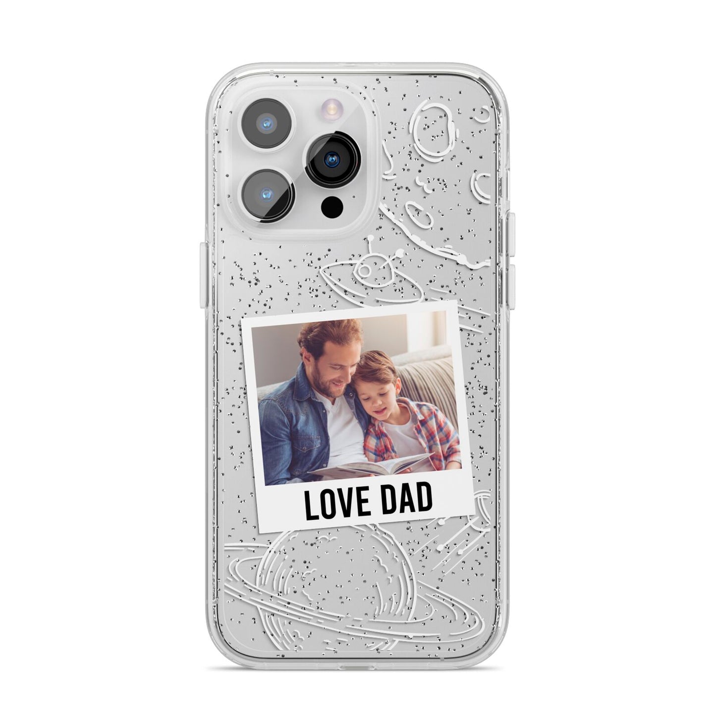 Personalised From Dad Photo iPhone 14 Pro Max Glitter Tough Case Silver