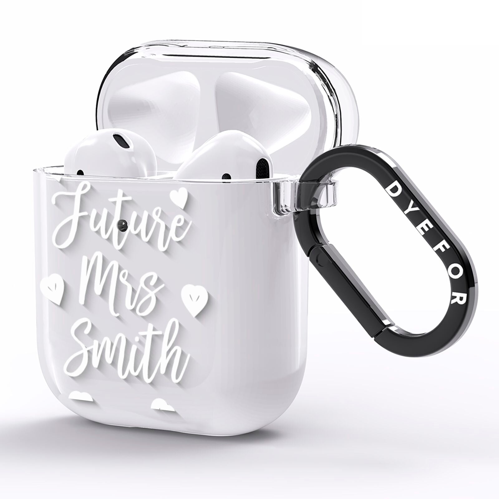 Personalised Future Mrs AirPods Clear Case Side Image