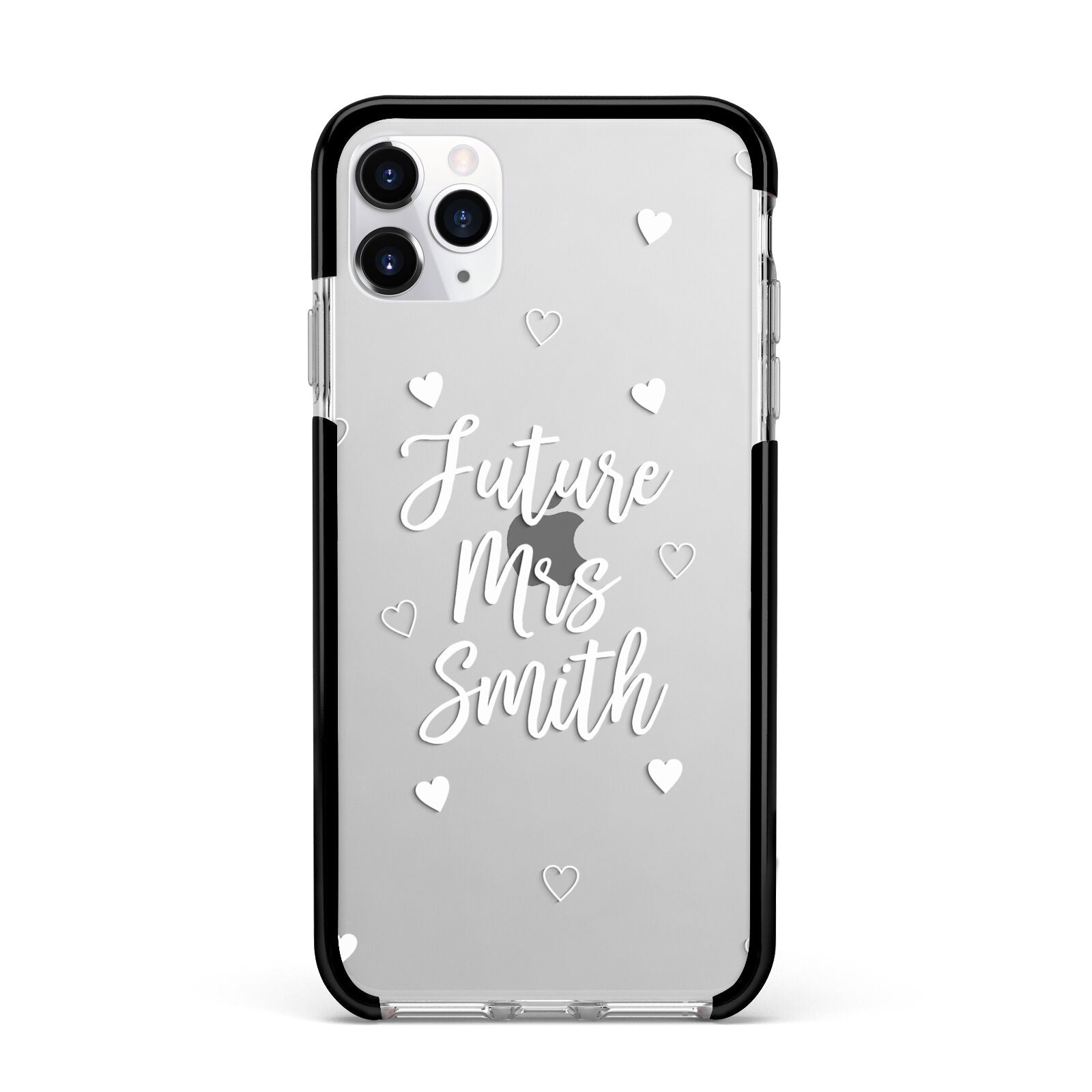 Personalised Future Mrs Apple iPhone 11 Pro Max in Silver with Black Impact Case