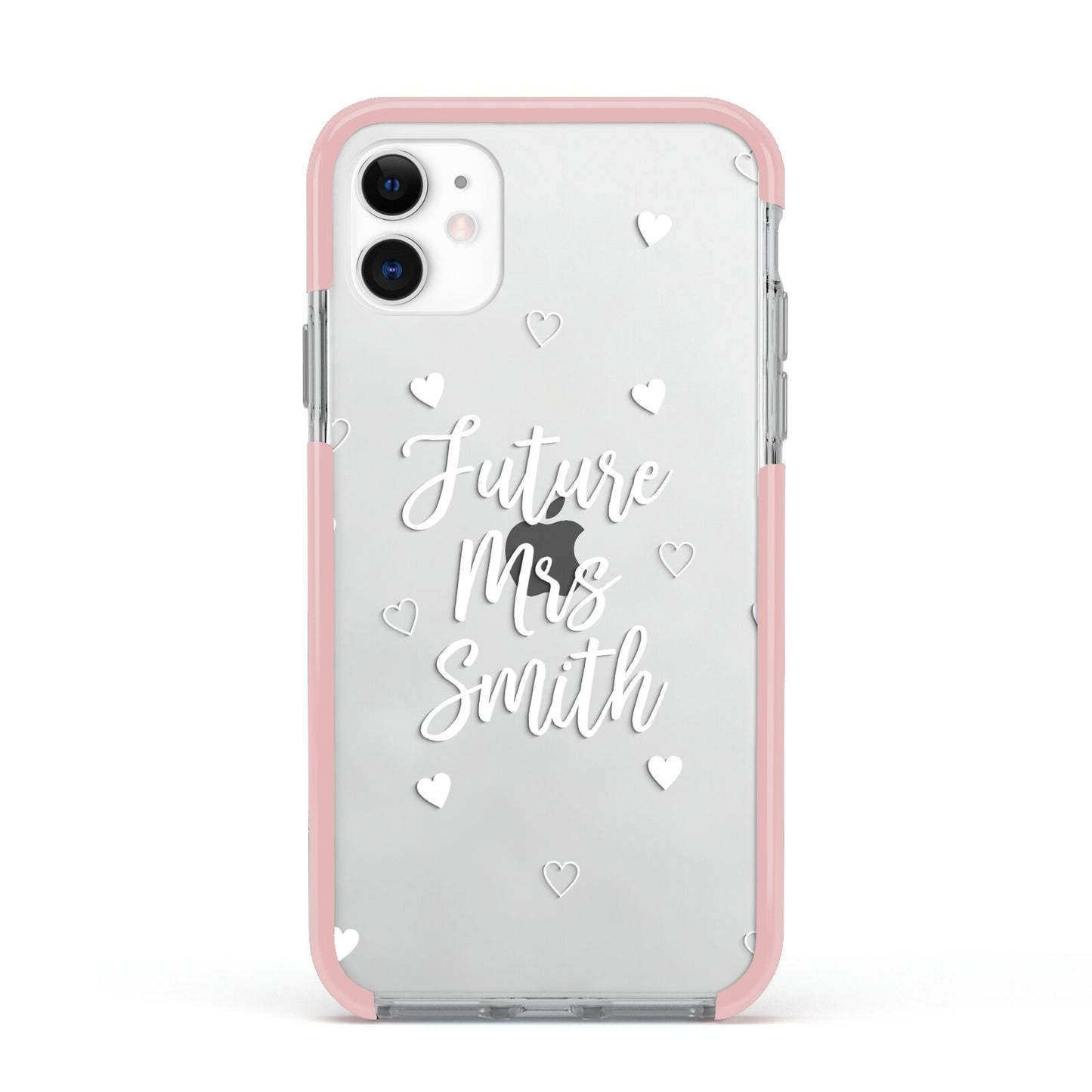 Personalised Future Mrs Apple iPhone 11 in White with Pink Impact Case