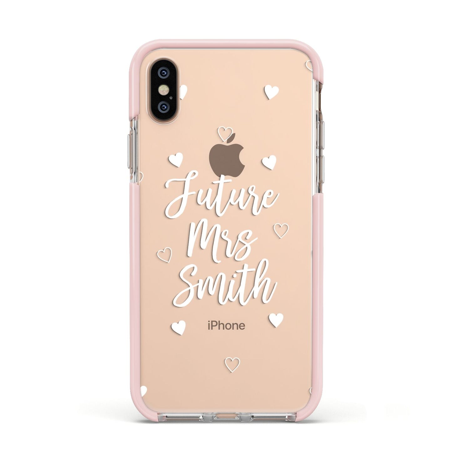 Personalised Future Mrs Apple iPhone Xs Impact Case Pink Edge on Gold Phone