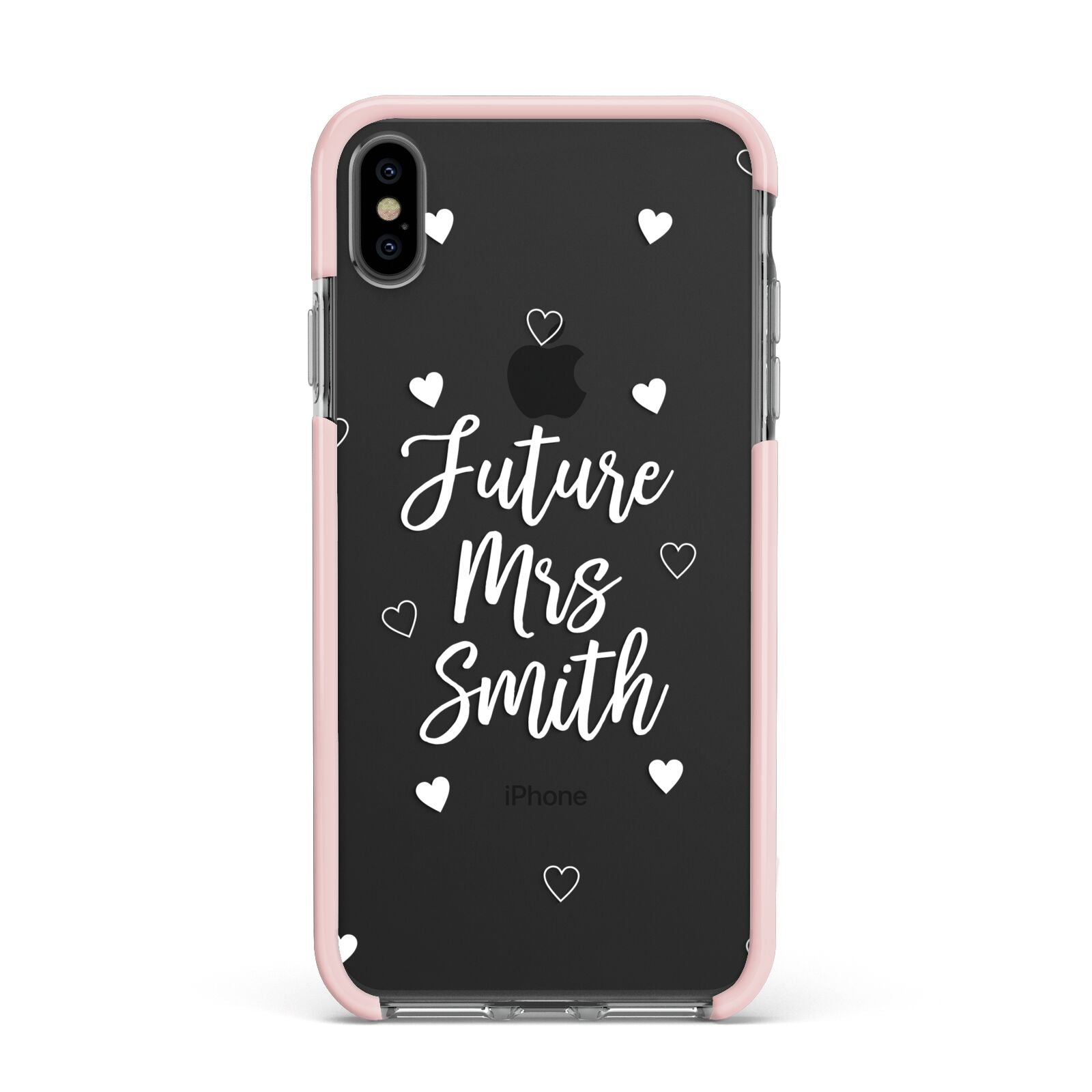 Personalised Future Mrs Apple iPhone Xs Max Impact Case Pink Edge on Black Phone