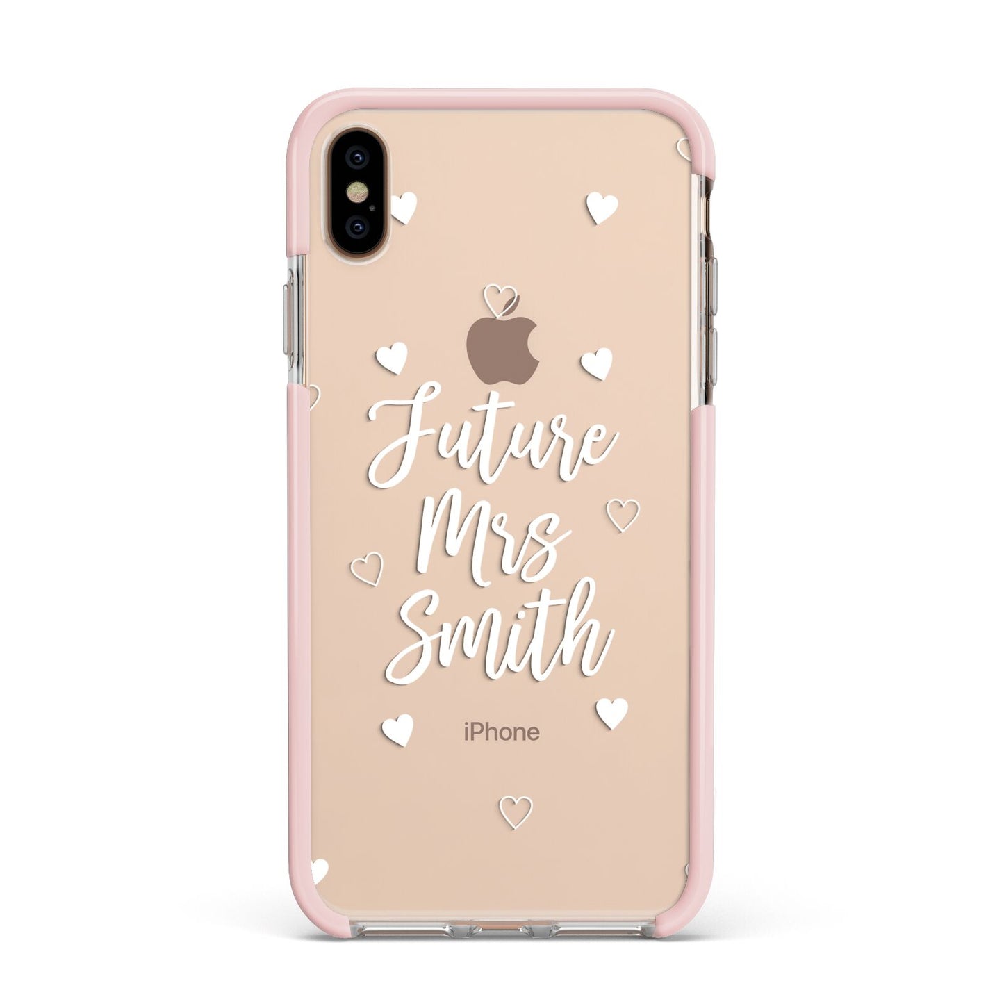 Personalised Future Mrs Apple iPhone Xs Max Impact Case Pink Edge on Gold Phone