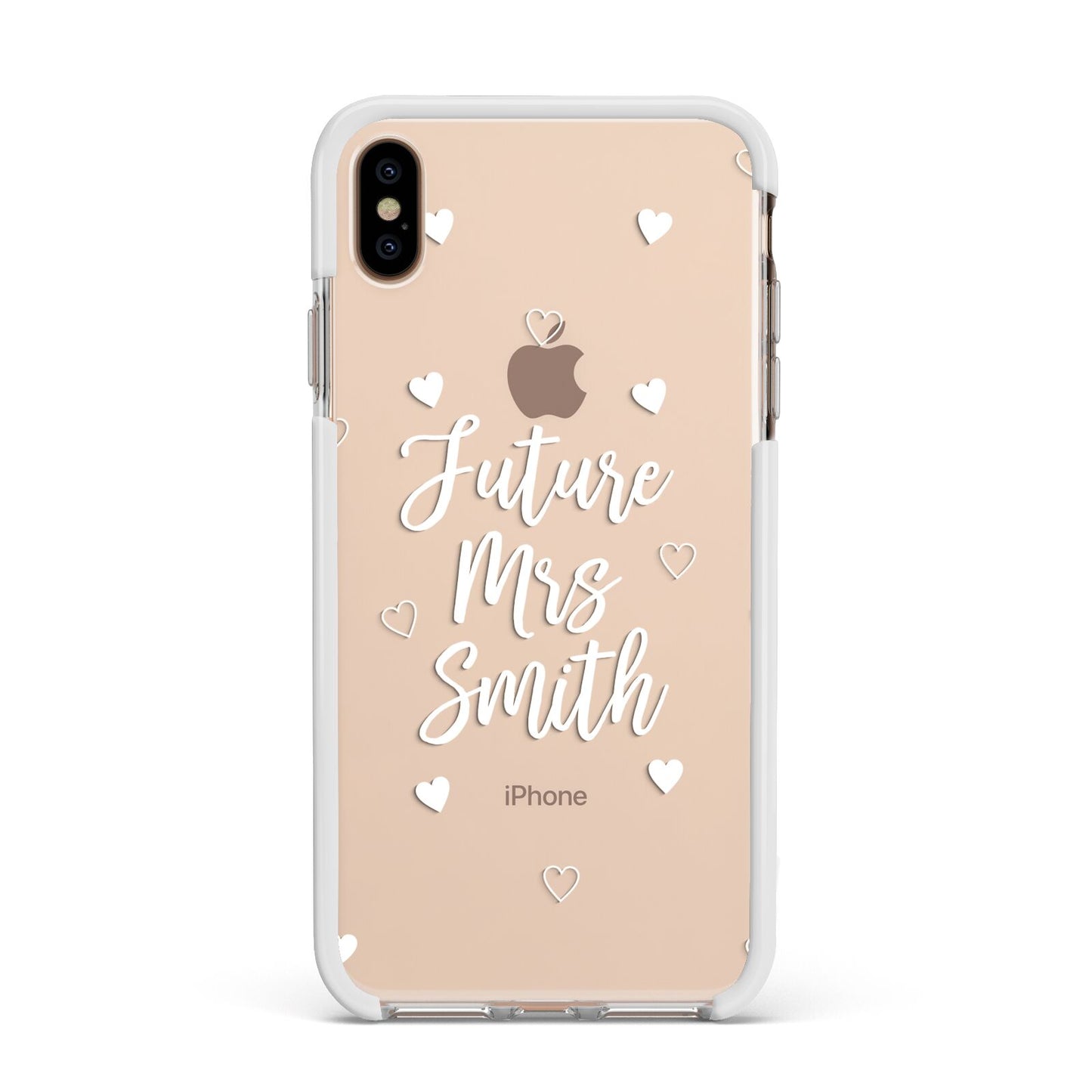 Personalised Future Mrs Apple iPhone Xs Max Impact Case White Edge on Gold Phone