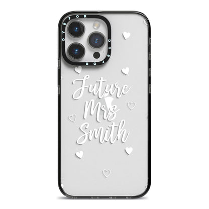 Personalised Future Mrs iPhone 14 Pro Max Black Impact Case on Silver phone