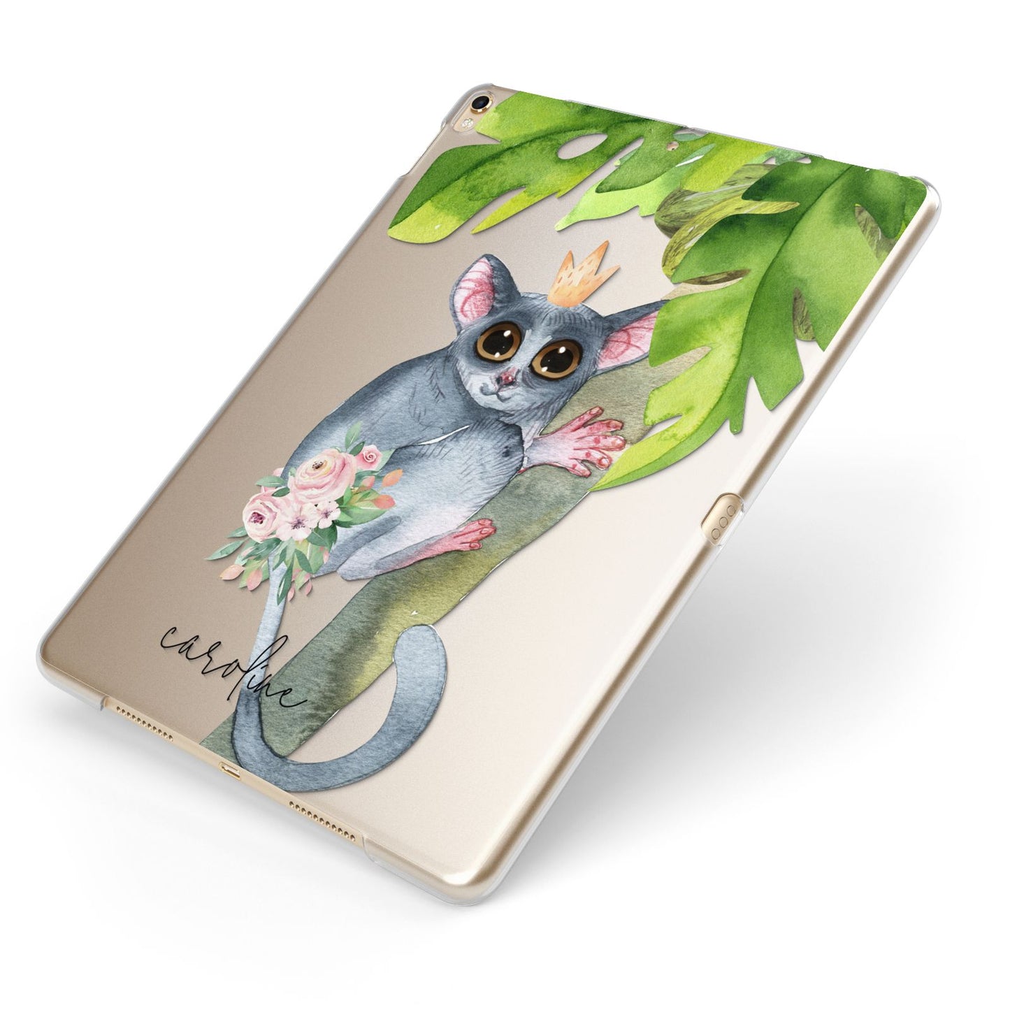Personalised Galago Apple iPad Case on Gold iPad Side View