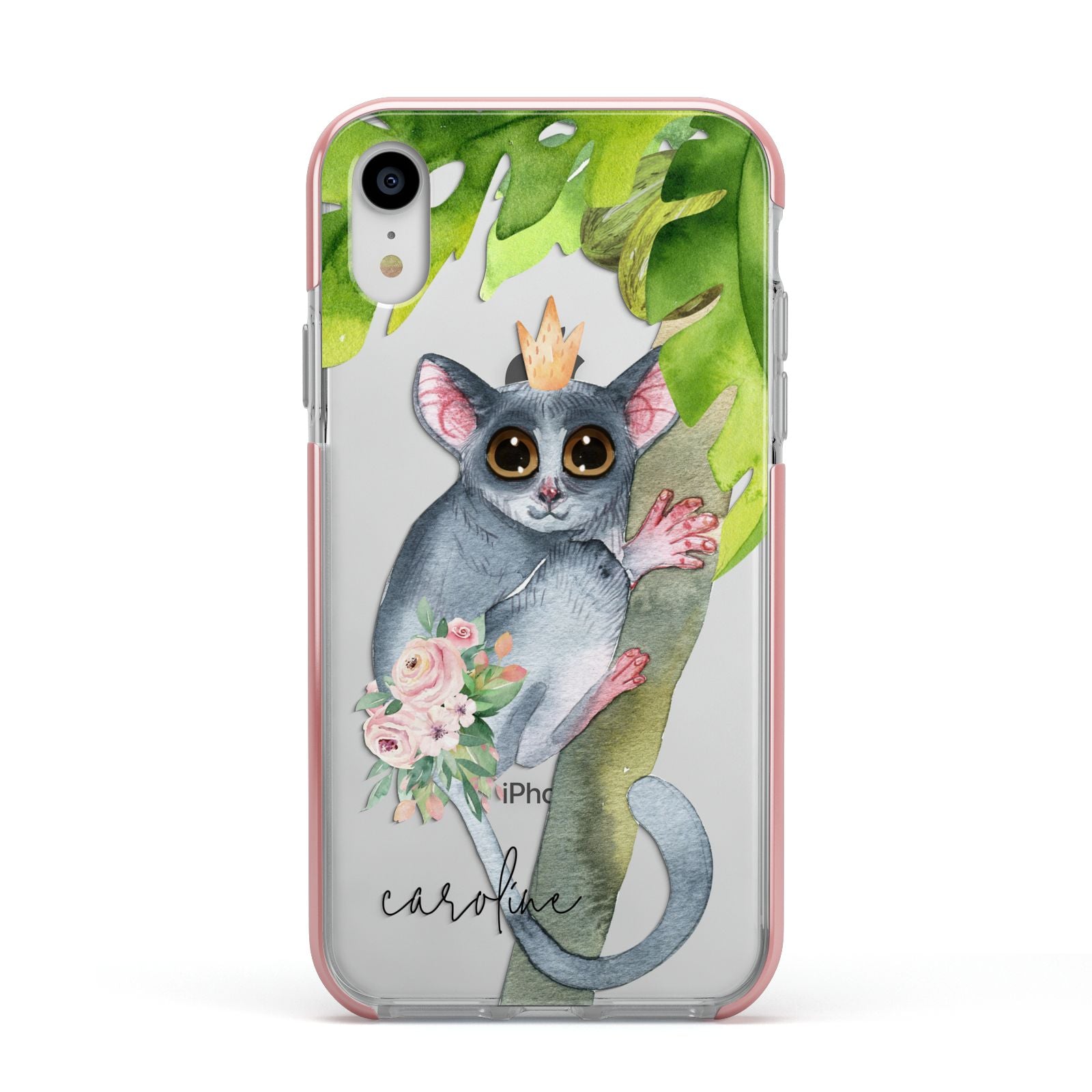 Personalised Galago Apple iPhone XR Impact Case Pink Edge on Silver Phone