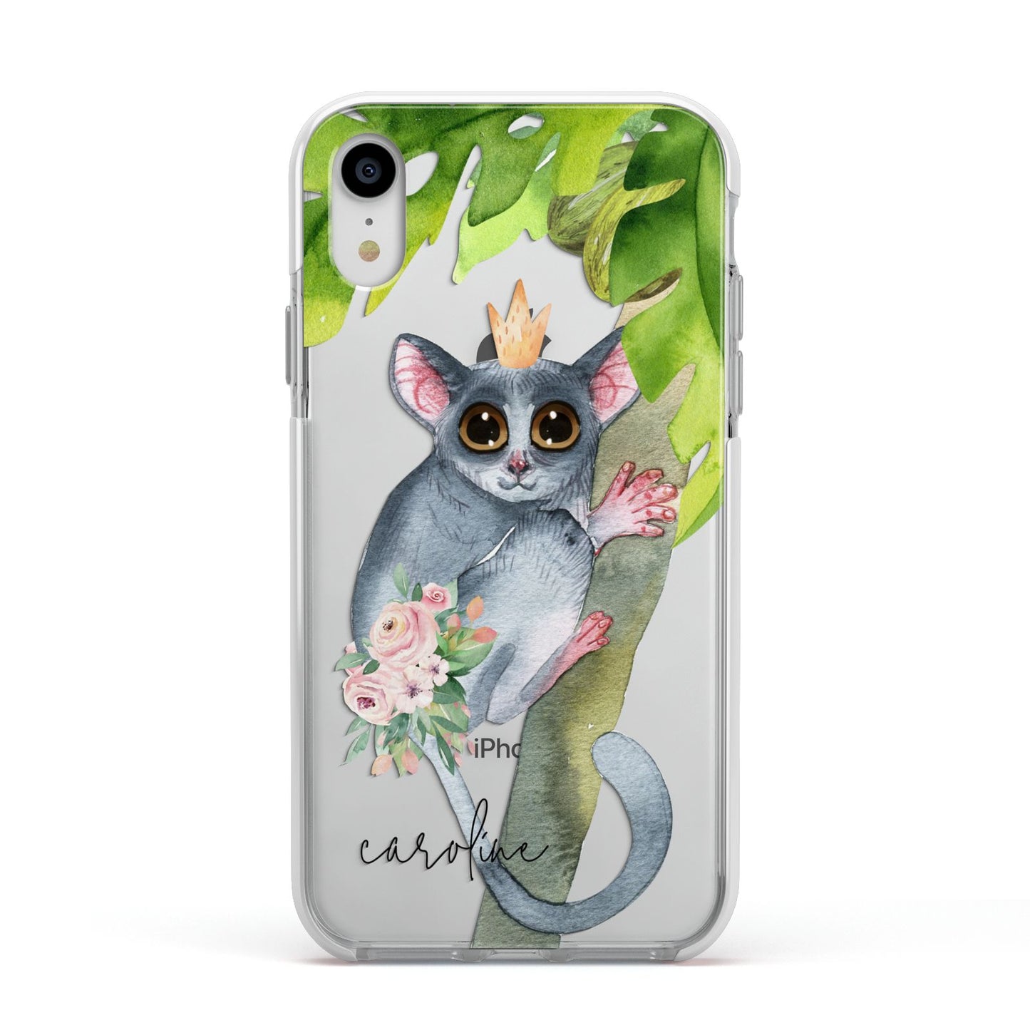 Personalised Galago Apple iPhone XR Impact Case White Edge on Silver Phone