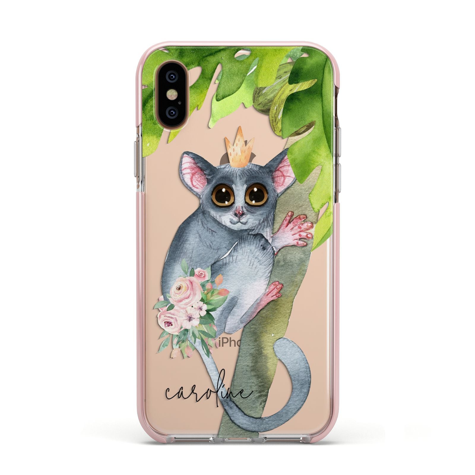 Personalised Galago Apple iPhone Xs Impact Case Pink Edge on Gold Phone