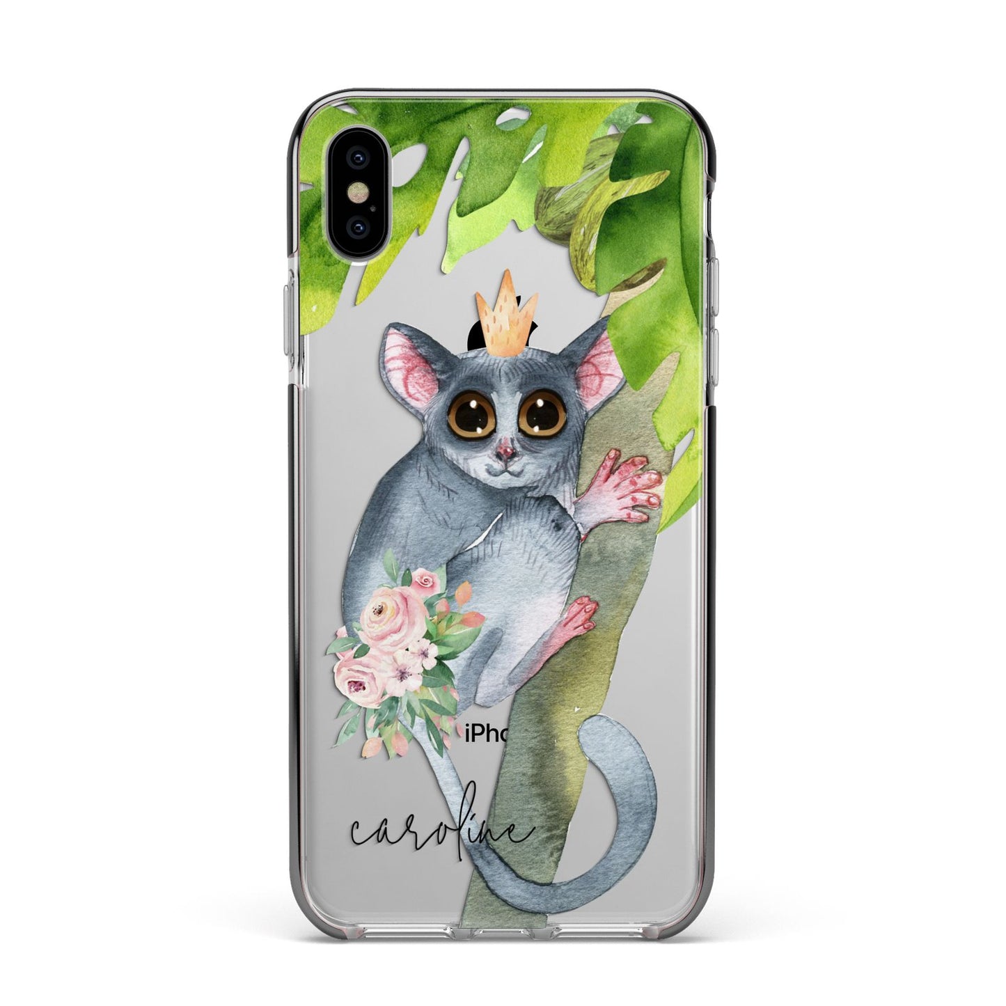 Personalised Galago Apple iPhone Xs Max Impact Case Black Edge on Silver Phone